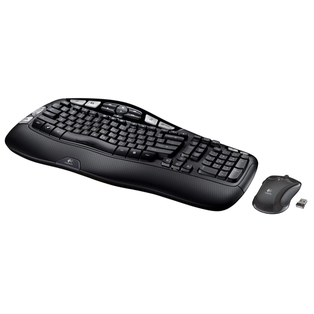 Logitech MK550 Wireless Wave Keyboard Mouse Combo with Long Battery Life Ergonomic Design Black