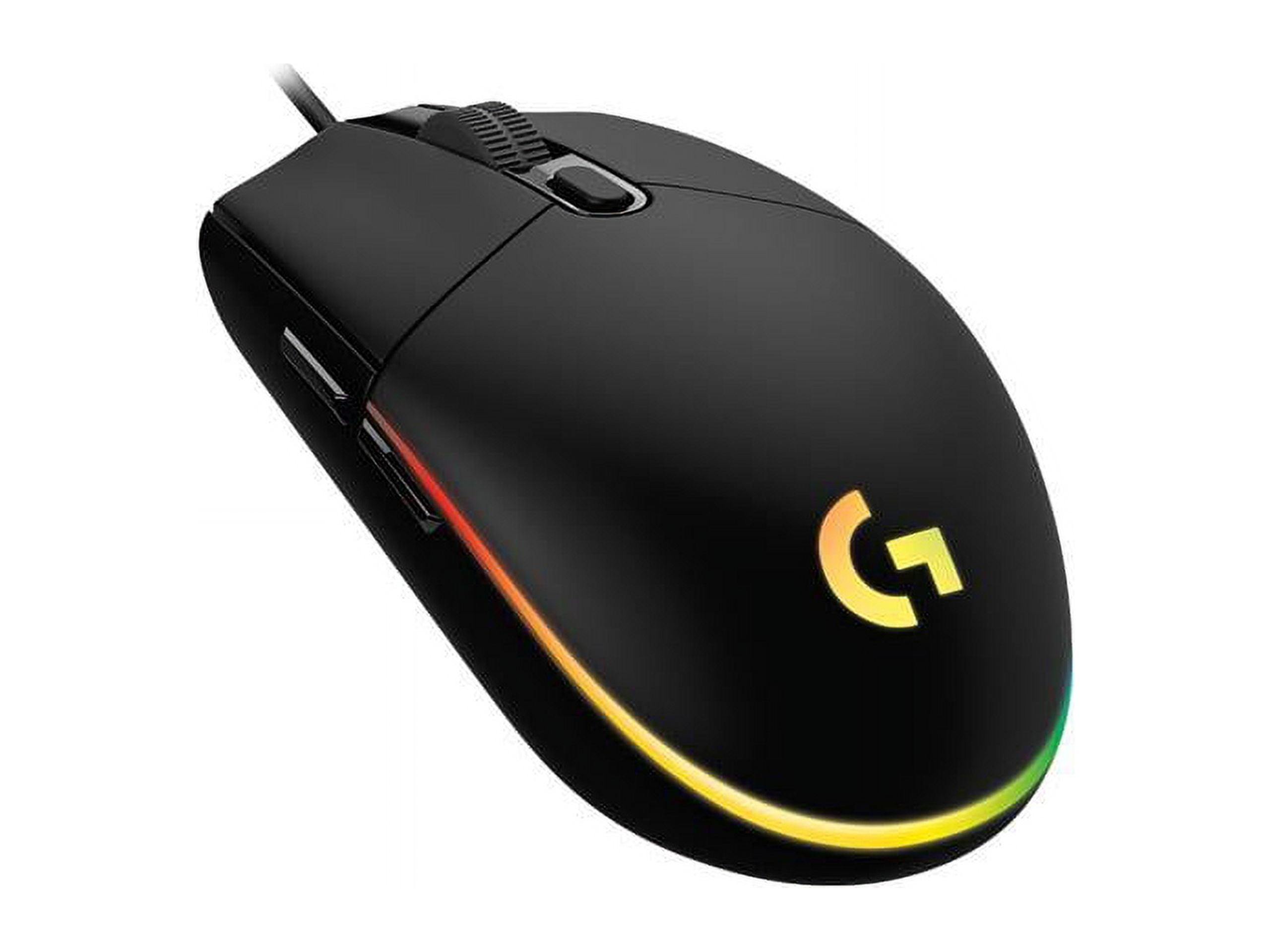 Logitech G203 Wired Gaming Mouse 8000 DPI Rainbow Optic LIGHTSYNC RGB 6 Programmable Buttons Memory Screen Mapping PC Mac Laptop Compatible Black