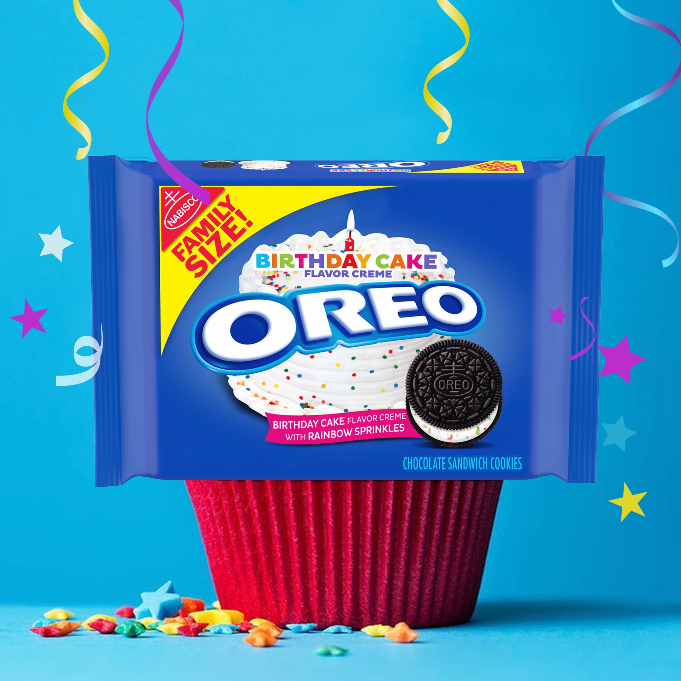 OREO Birthday Cake Chocolate Sandwich Cookies Family Size