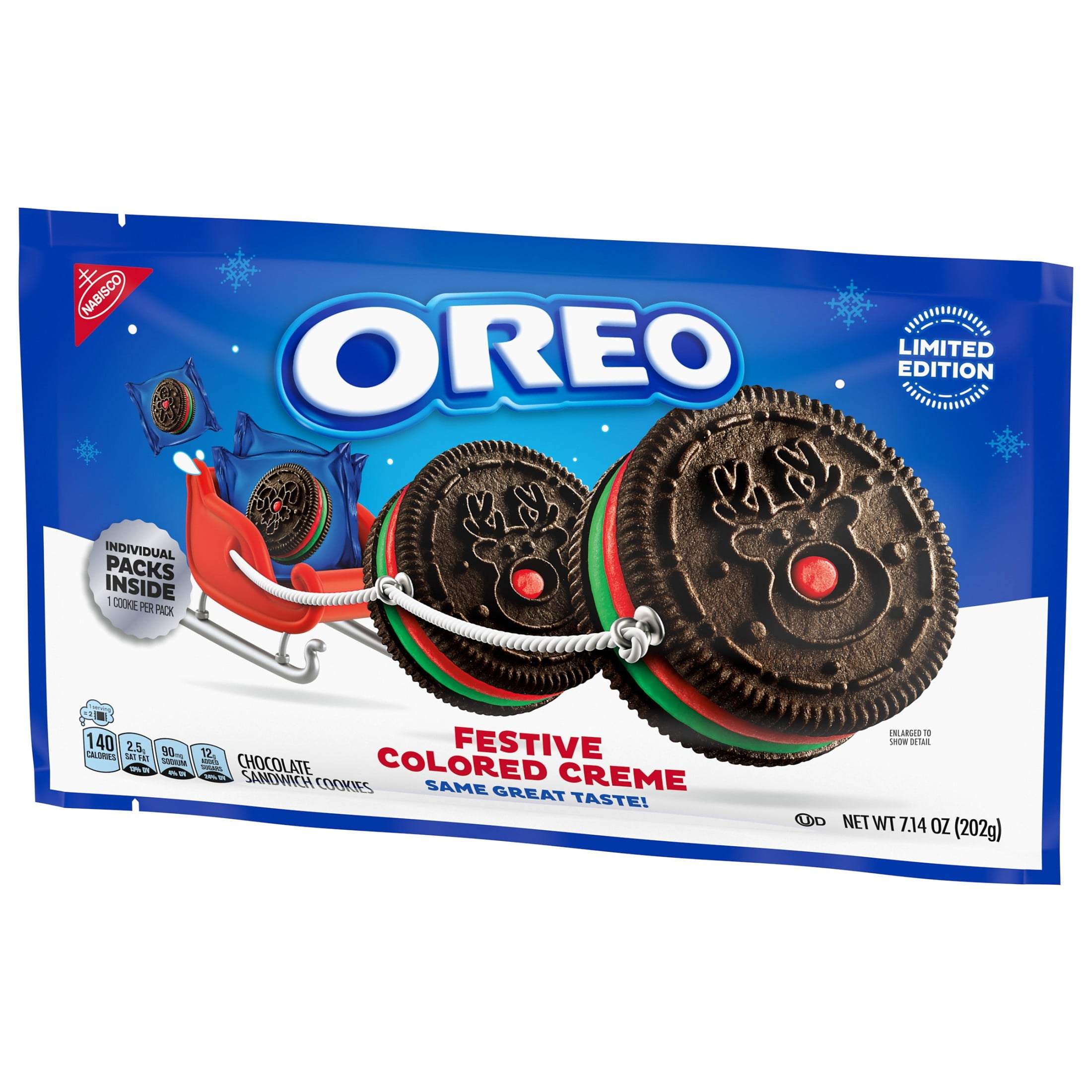 OREO Festive Red Green Creme Chocolate Sandwich Holiday Cookies 14 Snack Packs 1 Cookie Each