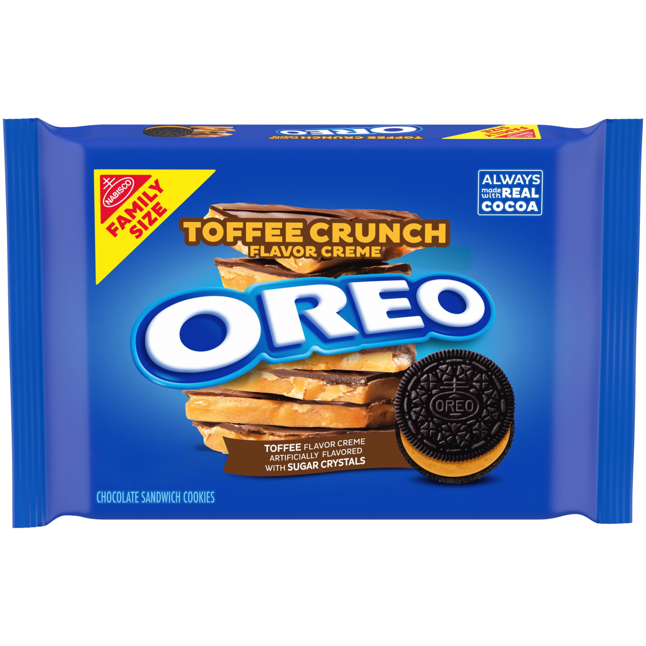 OREO Toffee Crunch Creme Sugar Crystals Chocolate Sandwich Cookies Family Size