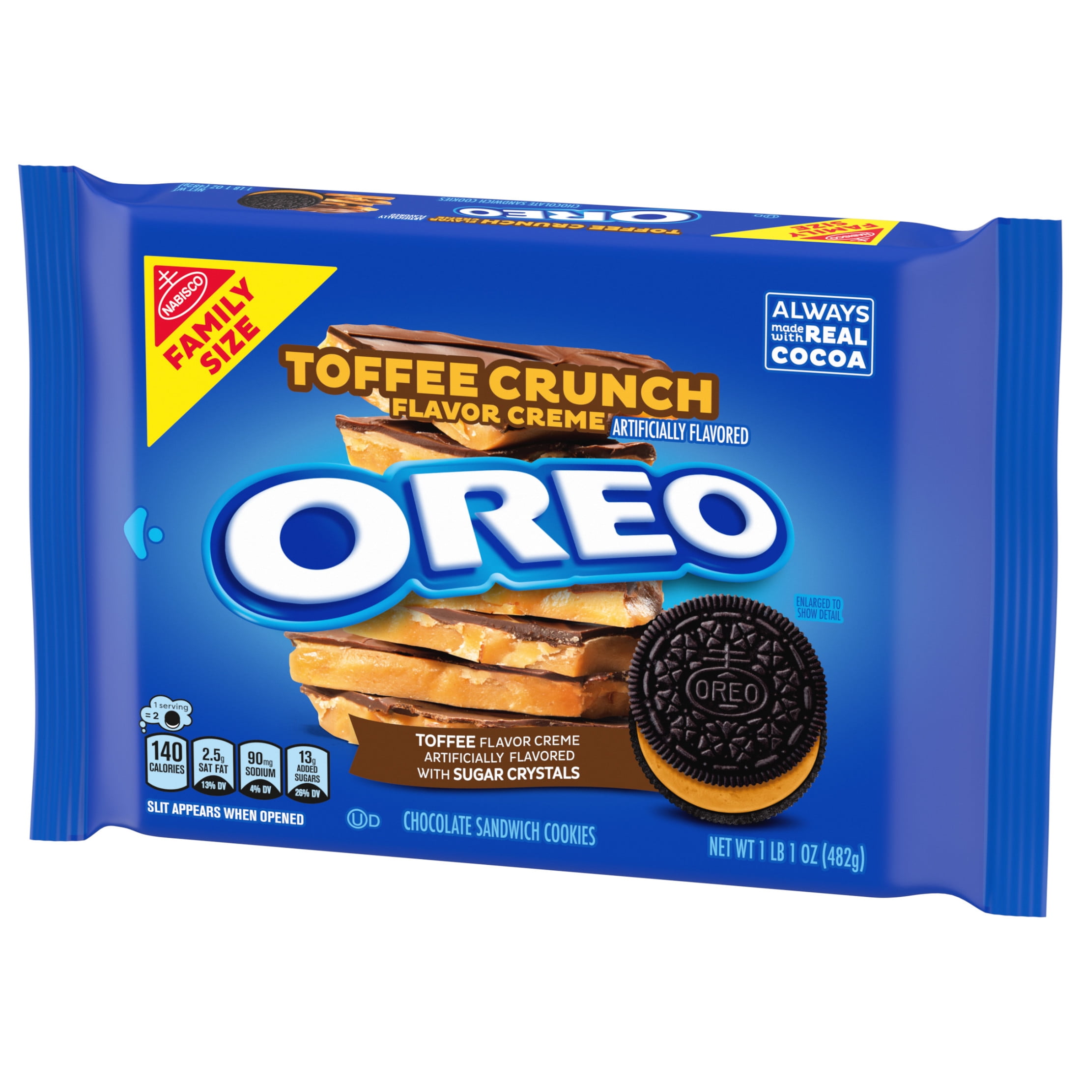 OREO Toffee Crunch Creme Sugar Crystals Chocolate Sandwich Cookies Family Size