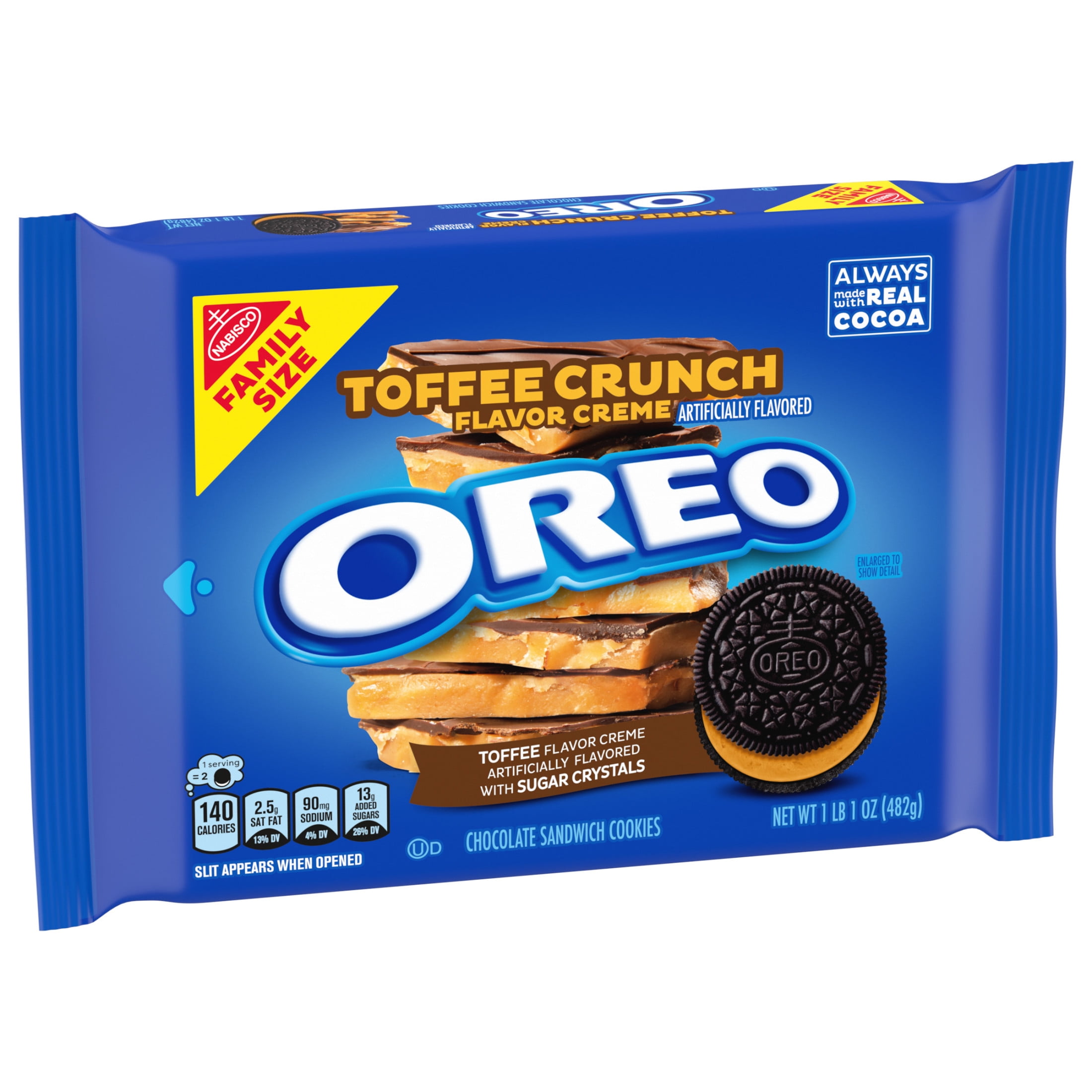 OREO Toffee Crunch Creme Sugar Crystals Chocolate Sandwich Cookies Family Size (3 pack)