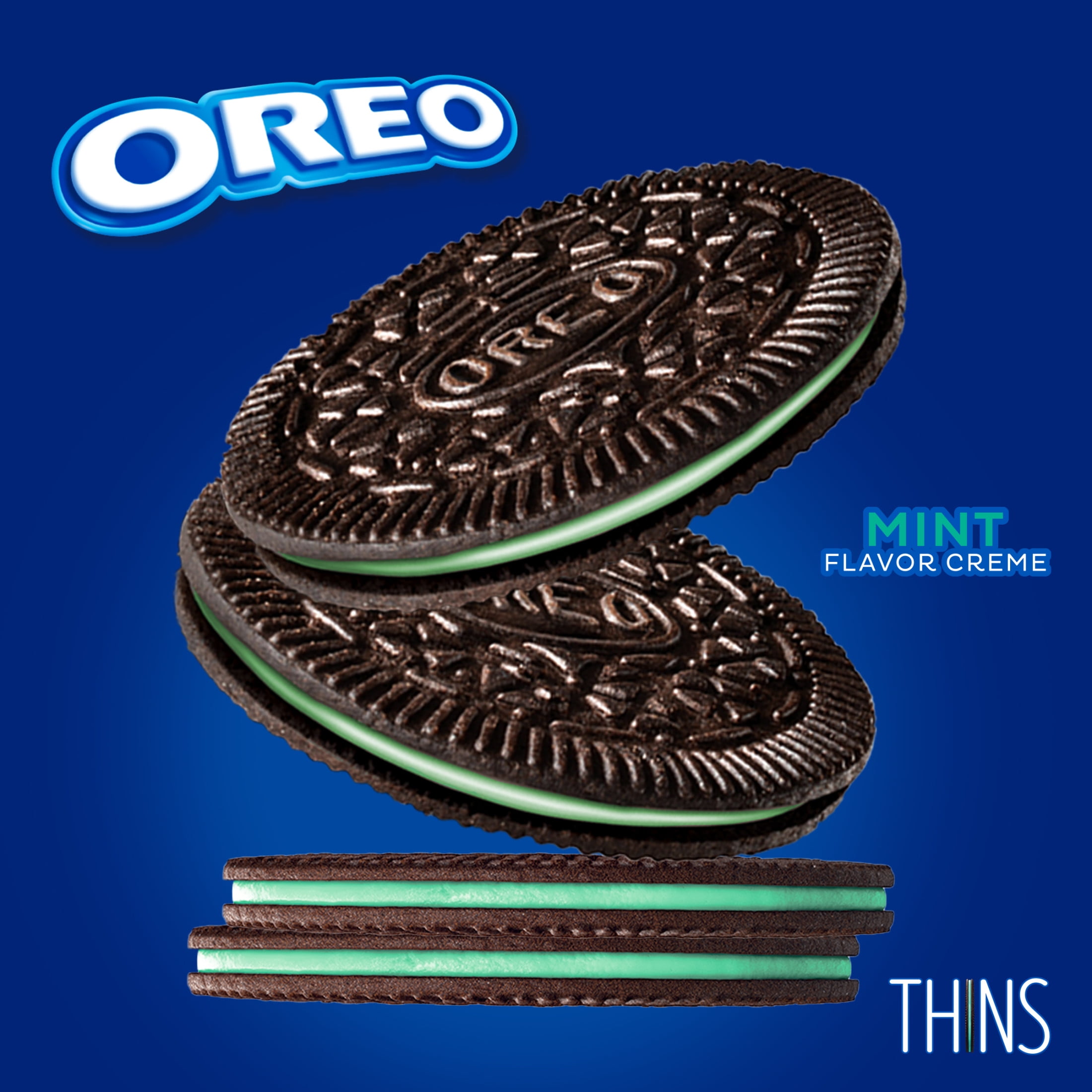 OREO THINS MINT CREME CHOCOLATE SANDWICH COOKIES FAMILY SIZE 11.78 OZ