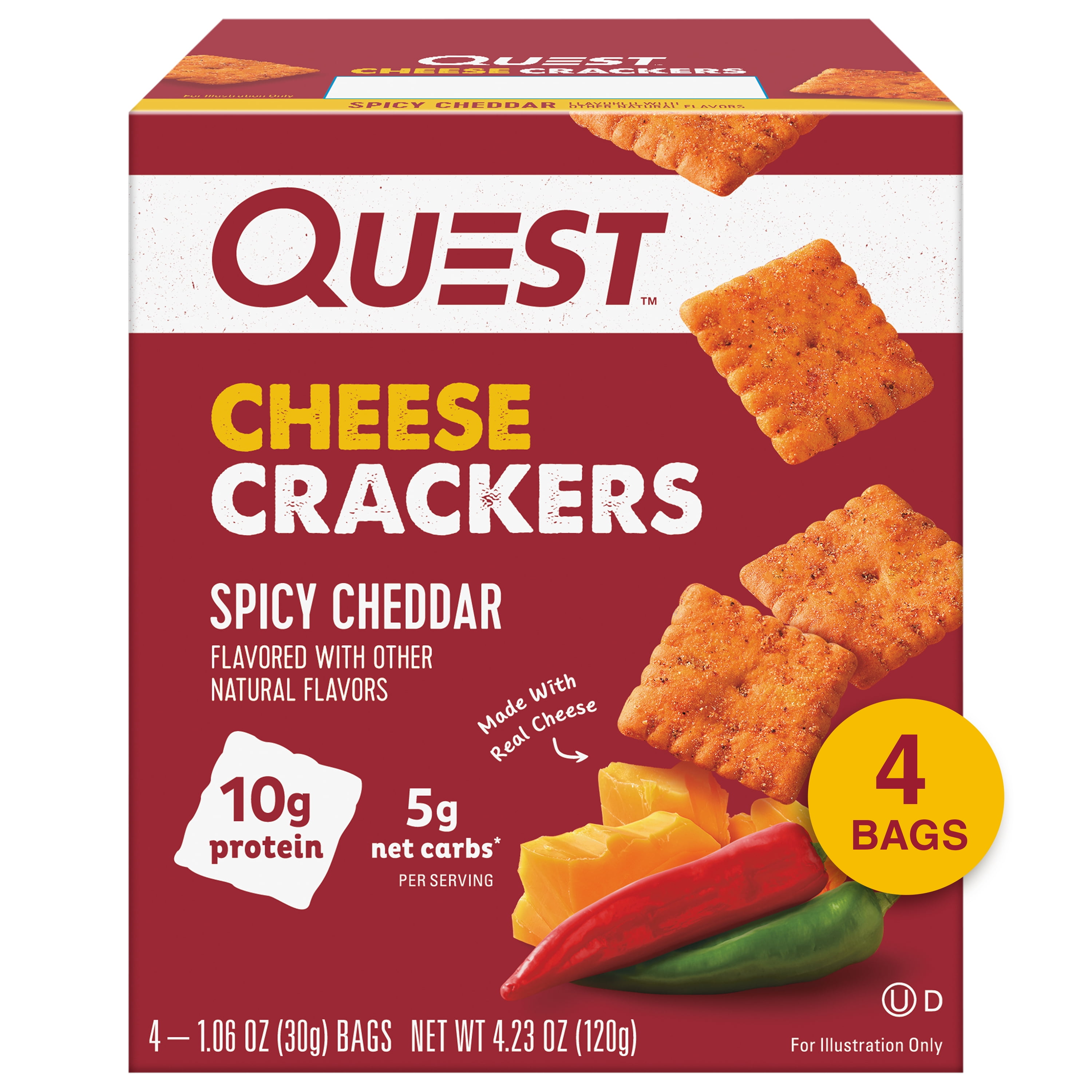 Quest Spicy Cheddar Cheese Crackers with Real Cheese High Protein 1.06 oz 4 Count