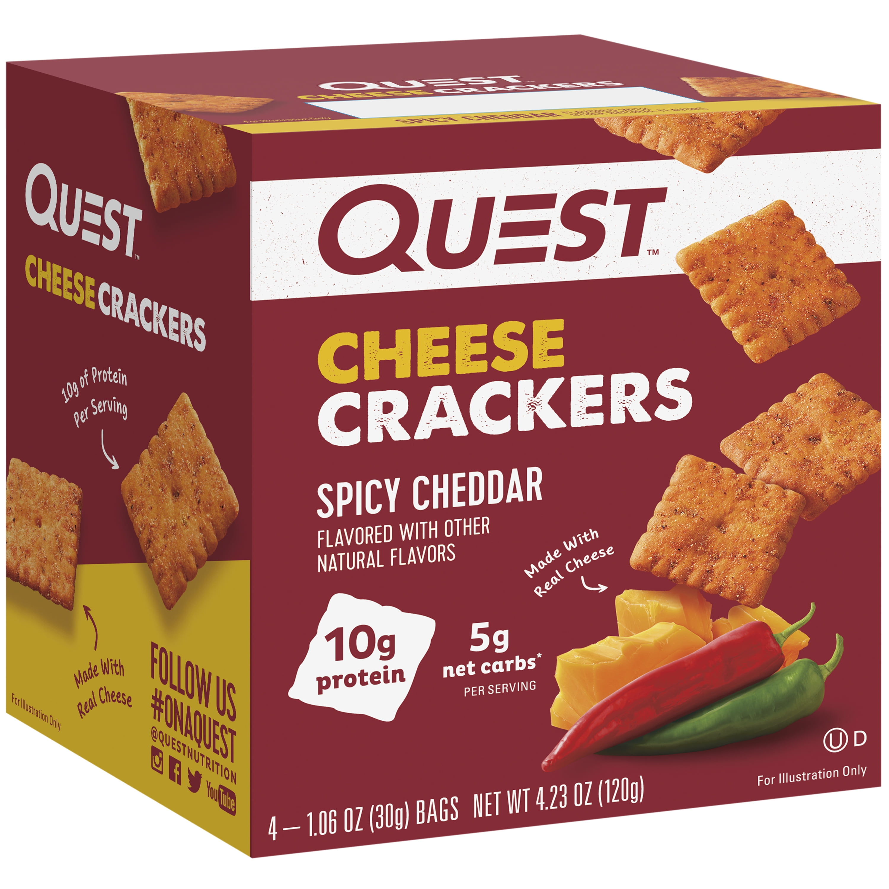 Quest Spicy Cheddar Cheese Crackers with Real Cheese High Protein 1.06 oz 4 Count