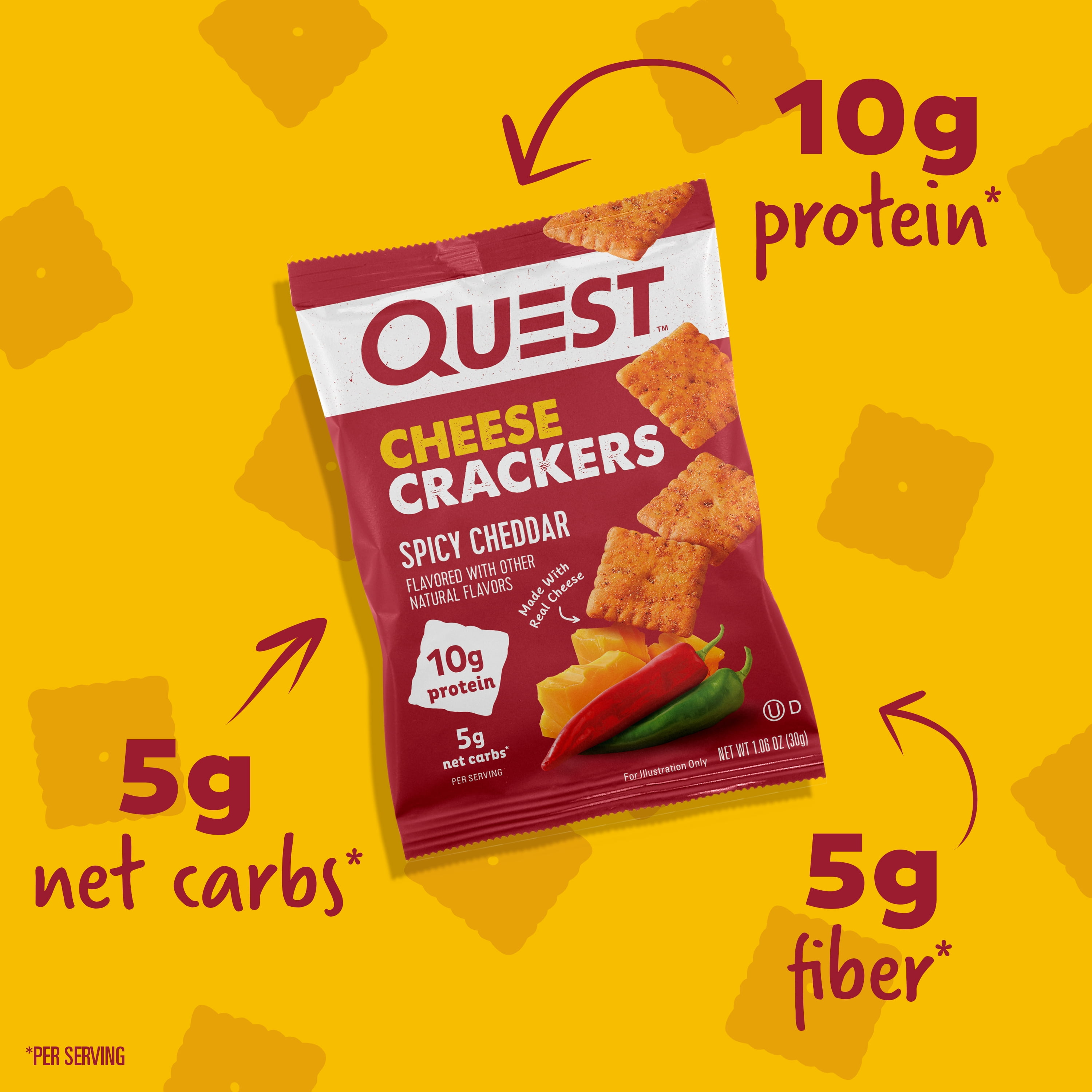 Quest Spicy Cheddar Cheese Crackers with Real Cheese High Protein 1.06 oz 4 Count