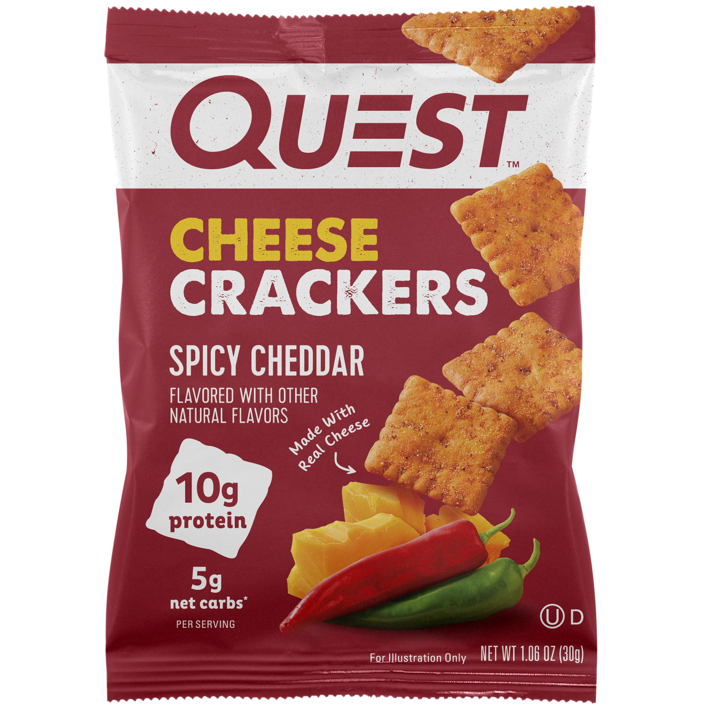 Quest Spicy Cheddar Cheese Crackers with Real Cheese High Protein 1.06 oz 4 Count