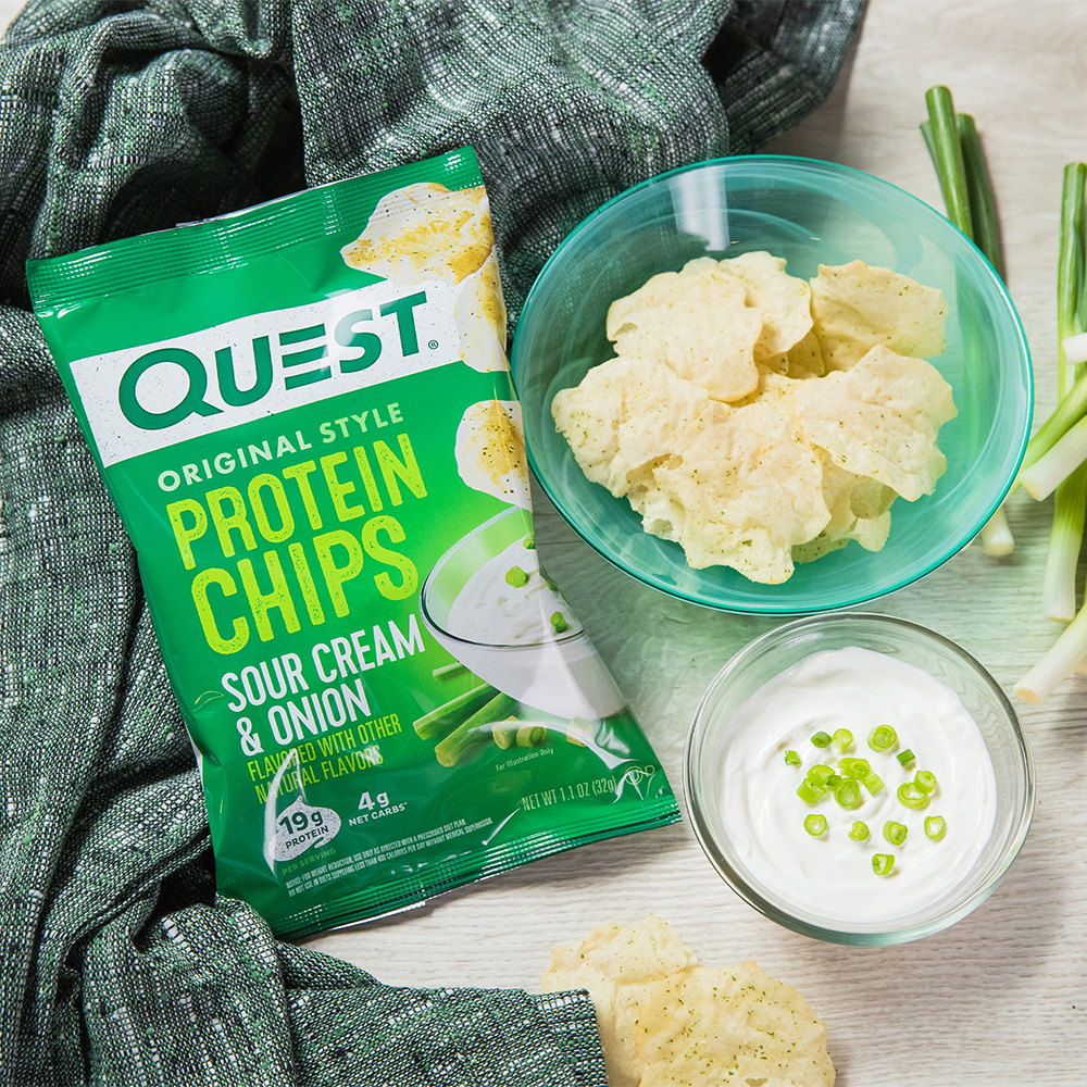 Quest Protein Chips Sour Cream and Onion 19g Protein Baked Gluten Free 1.1 oz Bag