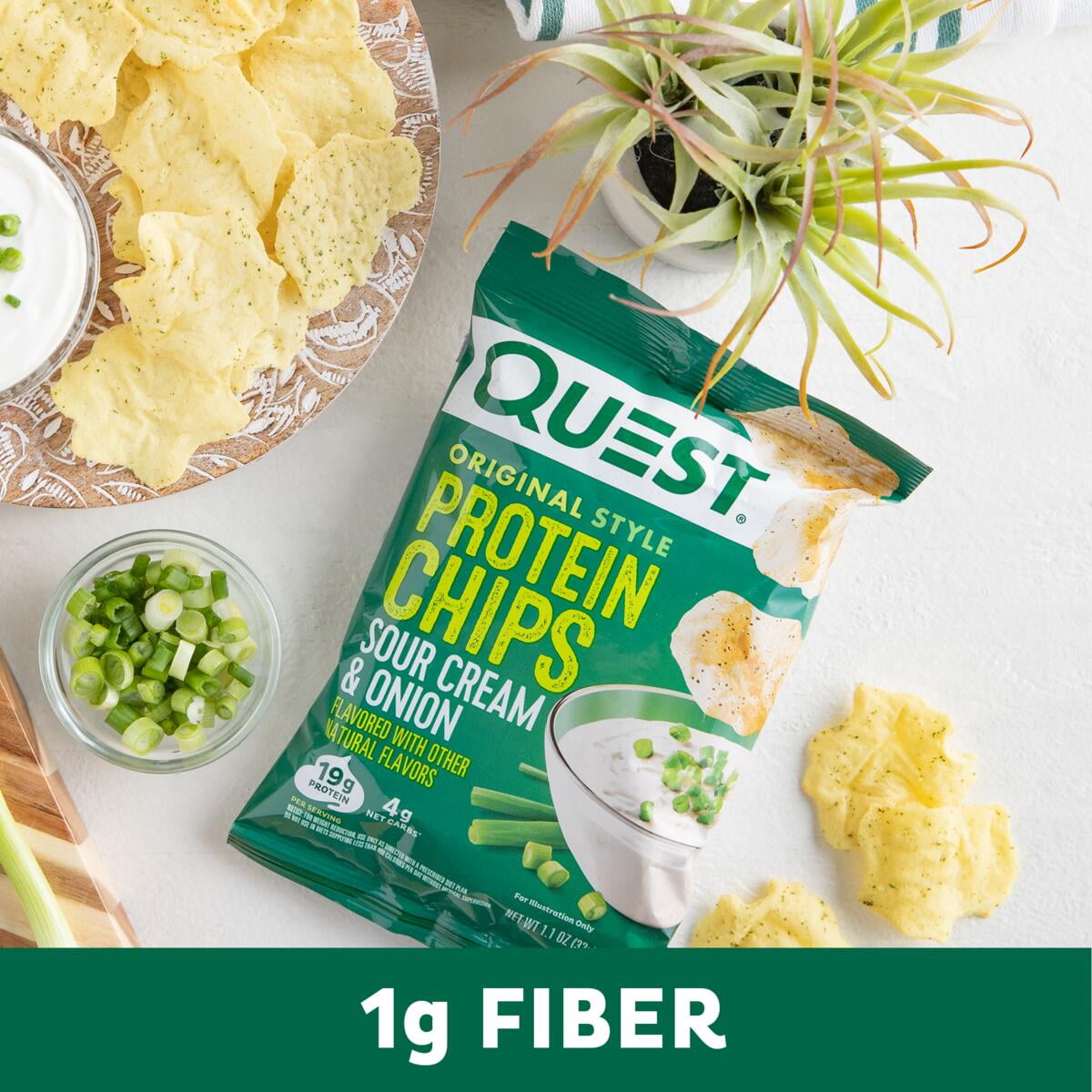 Quest Protein Chips Sour Cream and Onion 19g Protein Baked Gluten Free 1.1 oz Bag