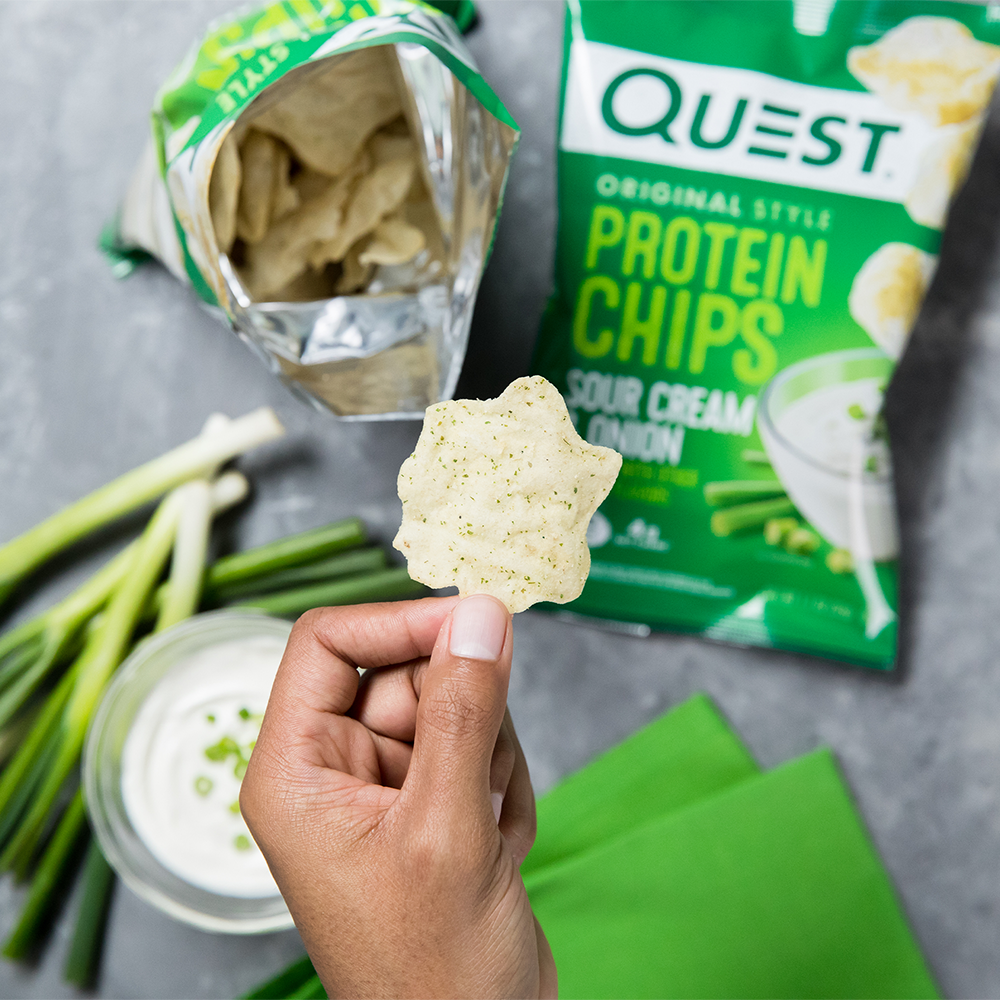 Quest Protein Chips Sour Cream and Onion 19g Protein Baked Gluten Free 1.1 oz Bag