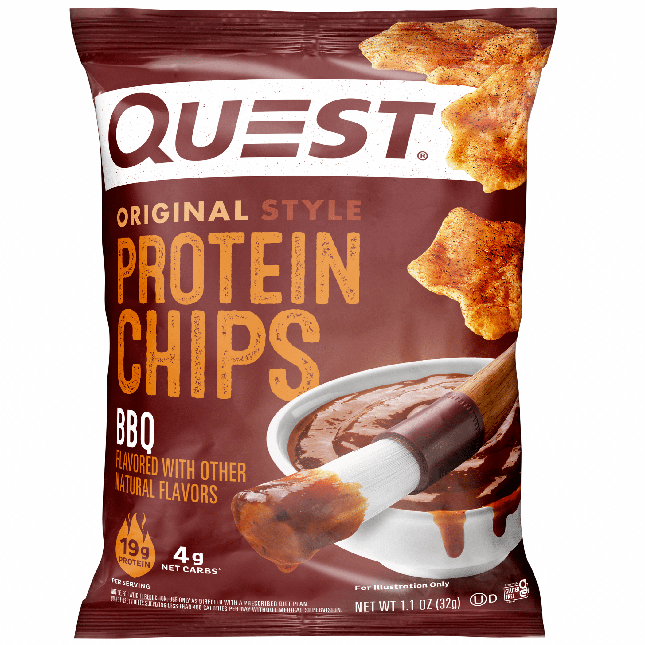 Quest Protein Chips BBQ Flavor 19g Protein Gluten Free 1.1oz Bag