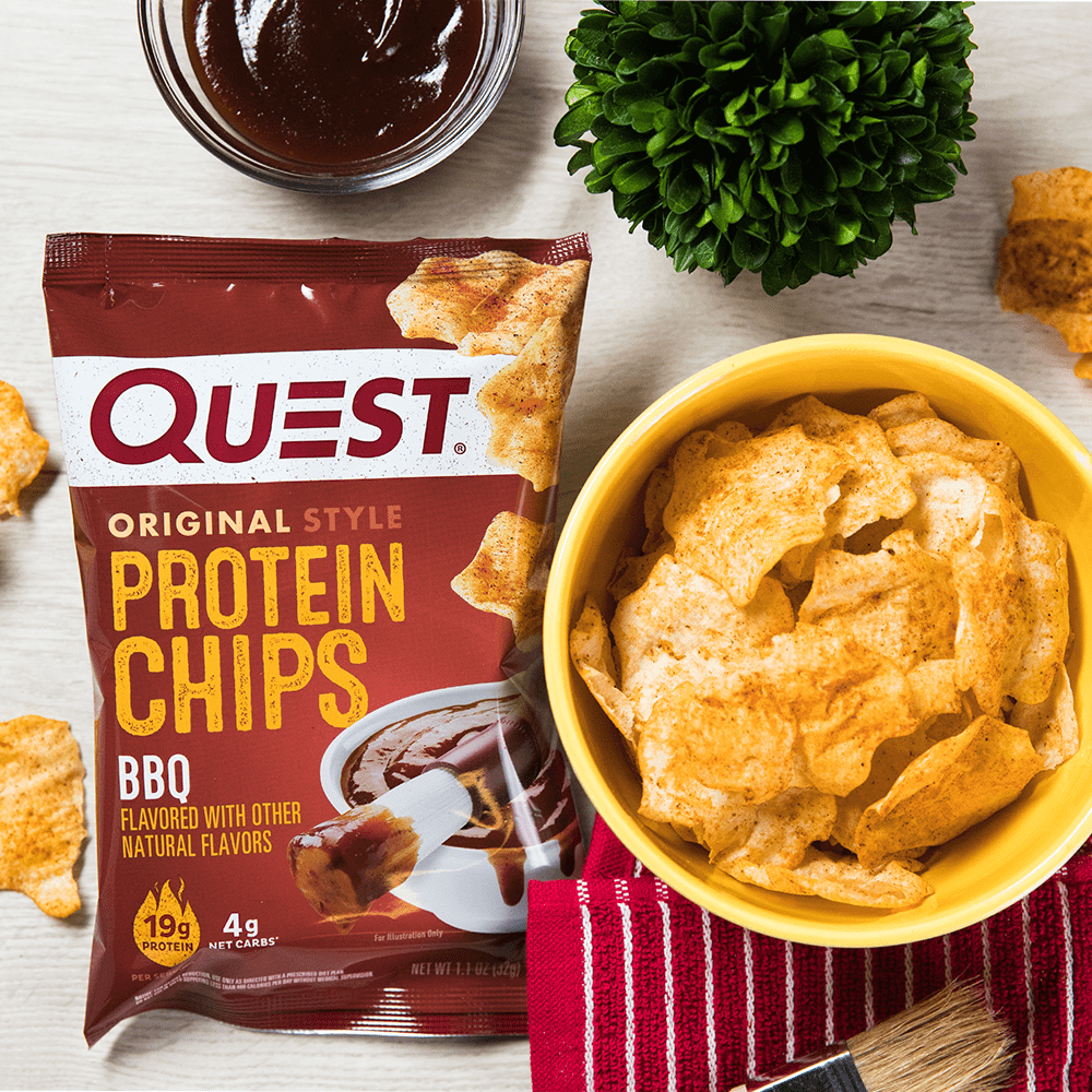 Quest Protein Chips BBQ Flavor 19g Protein Gluten Free 1.1oz Bag