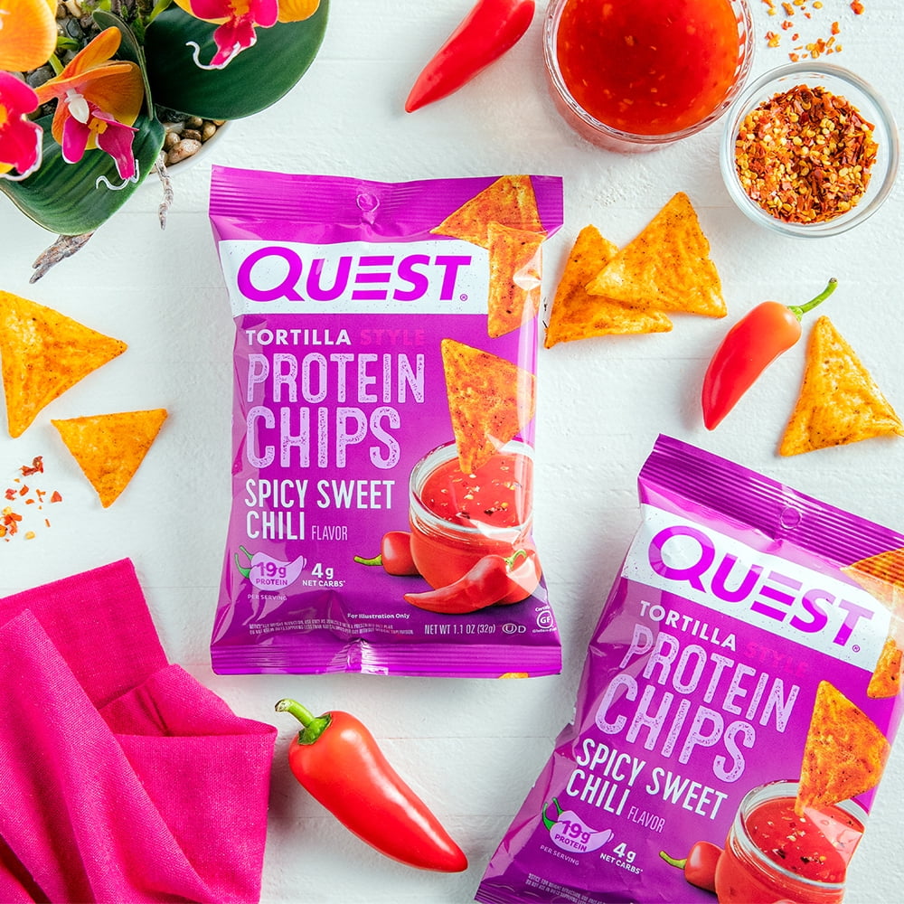 Quest Tortilla Style Protein Chips 19g Protein Spicy Sweet Chili Flavor 1.1 Oz Single Pack