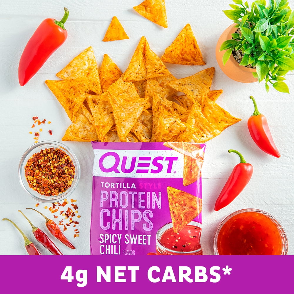 Quest Tortilla Style Protein Chips 19g Protein Spicy Sweet Chili Flavor 1.1 Oz Single Pack