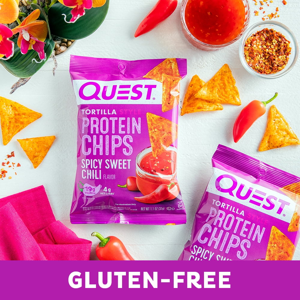 Quest Tortilla Style Protein Chips 19g Protein Spicy Sweet Chili Flavor 1.1 Oz Single Pack