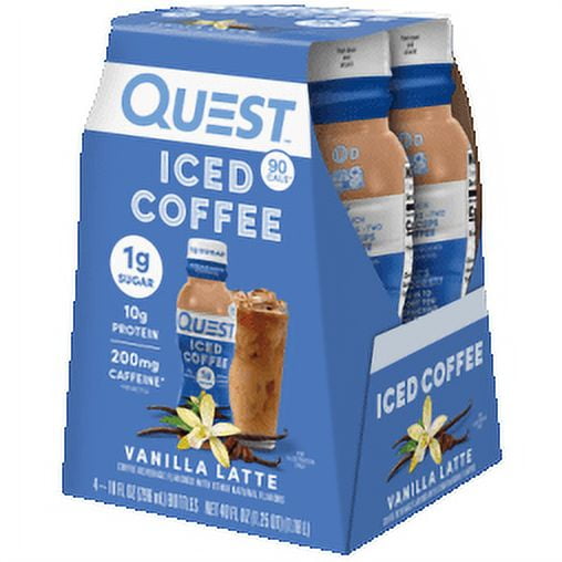 Quest Iced Coffee Vanilla Latte 200mg Caffeine 10g Protein 4 Count