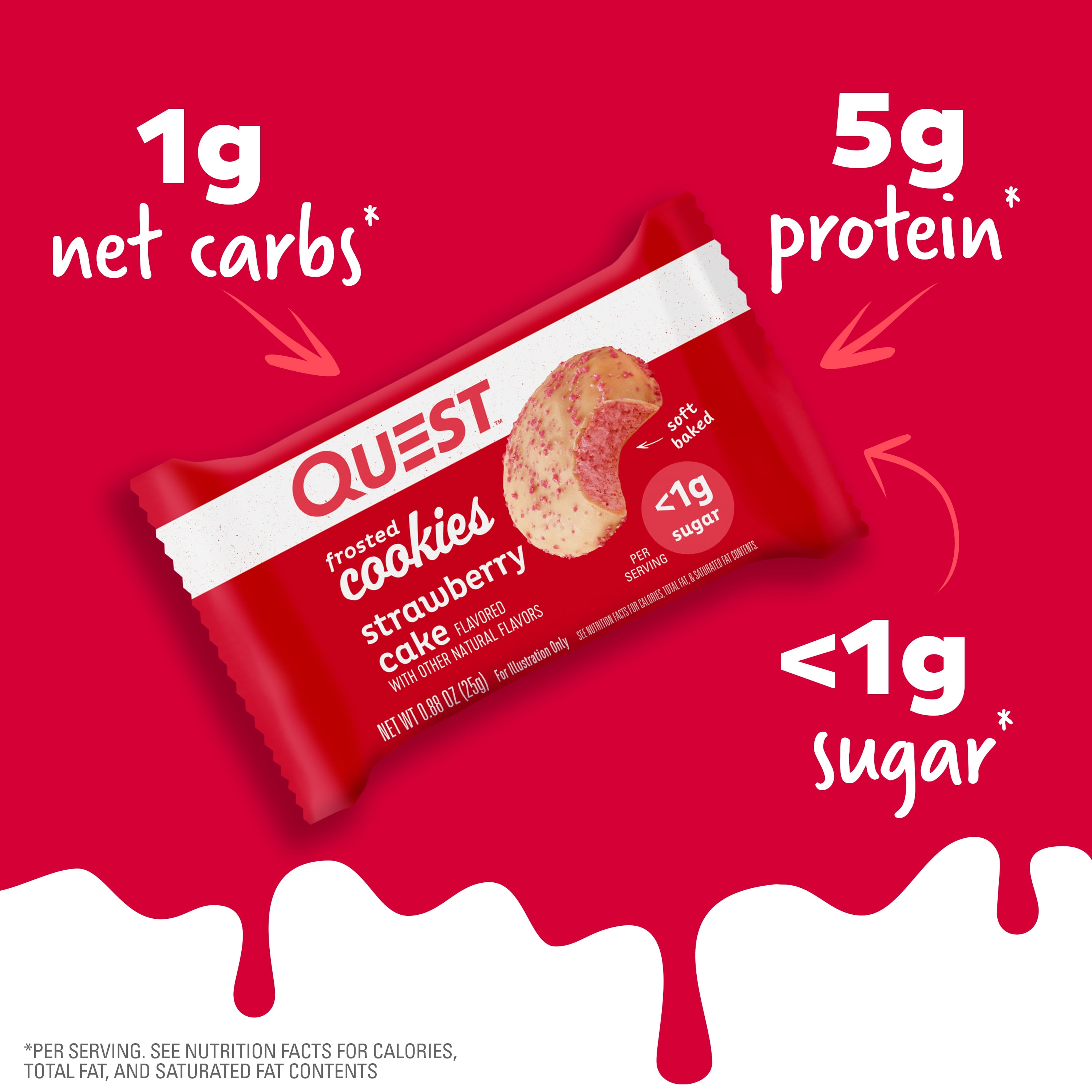 Quest Frosted Strawberry Protein Cookies Soft Baked 8 Count