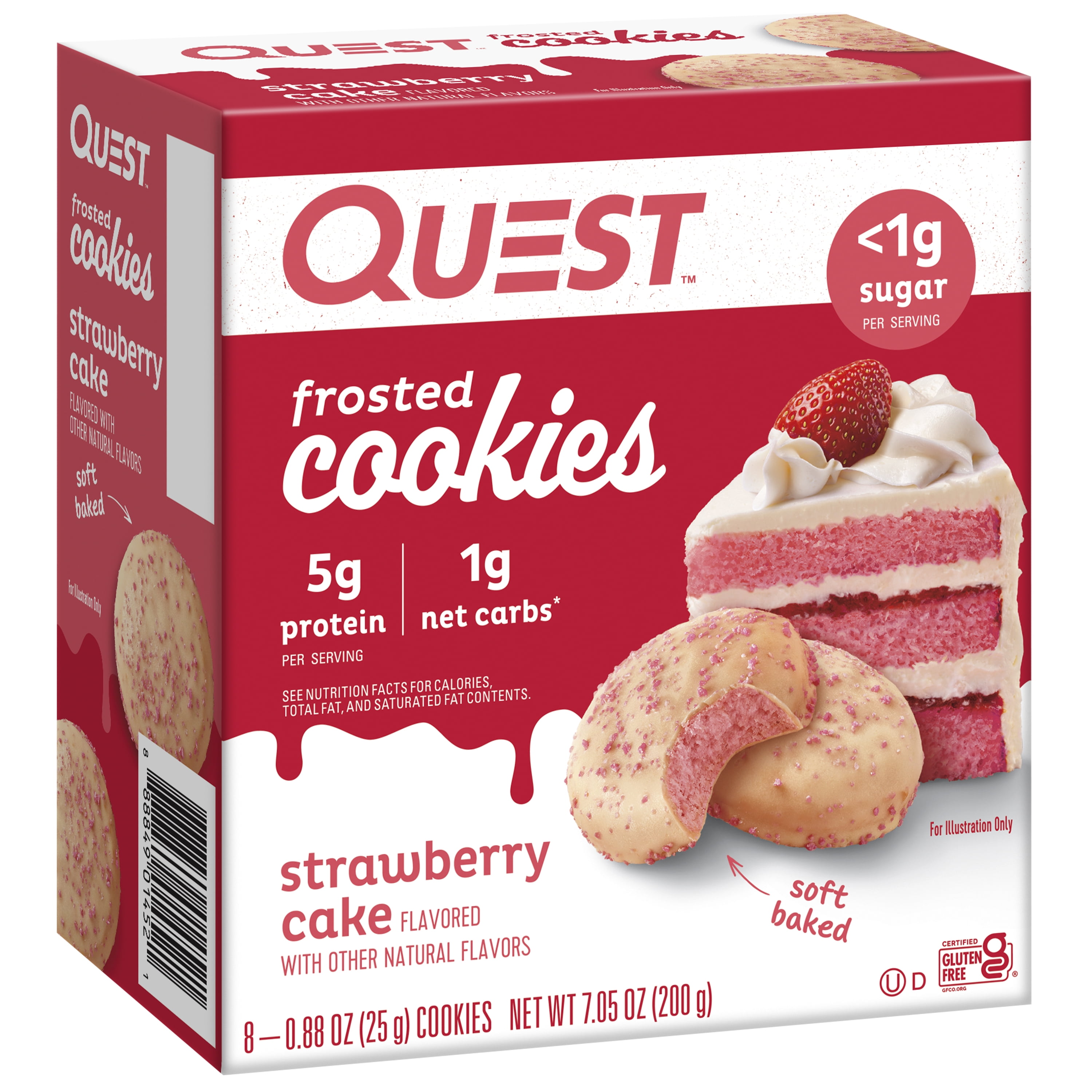 Quest Frosted Strawberry Protein Cookies Soft Baked 8 Count