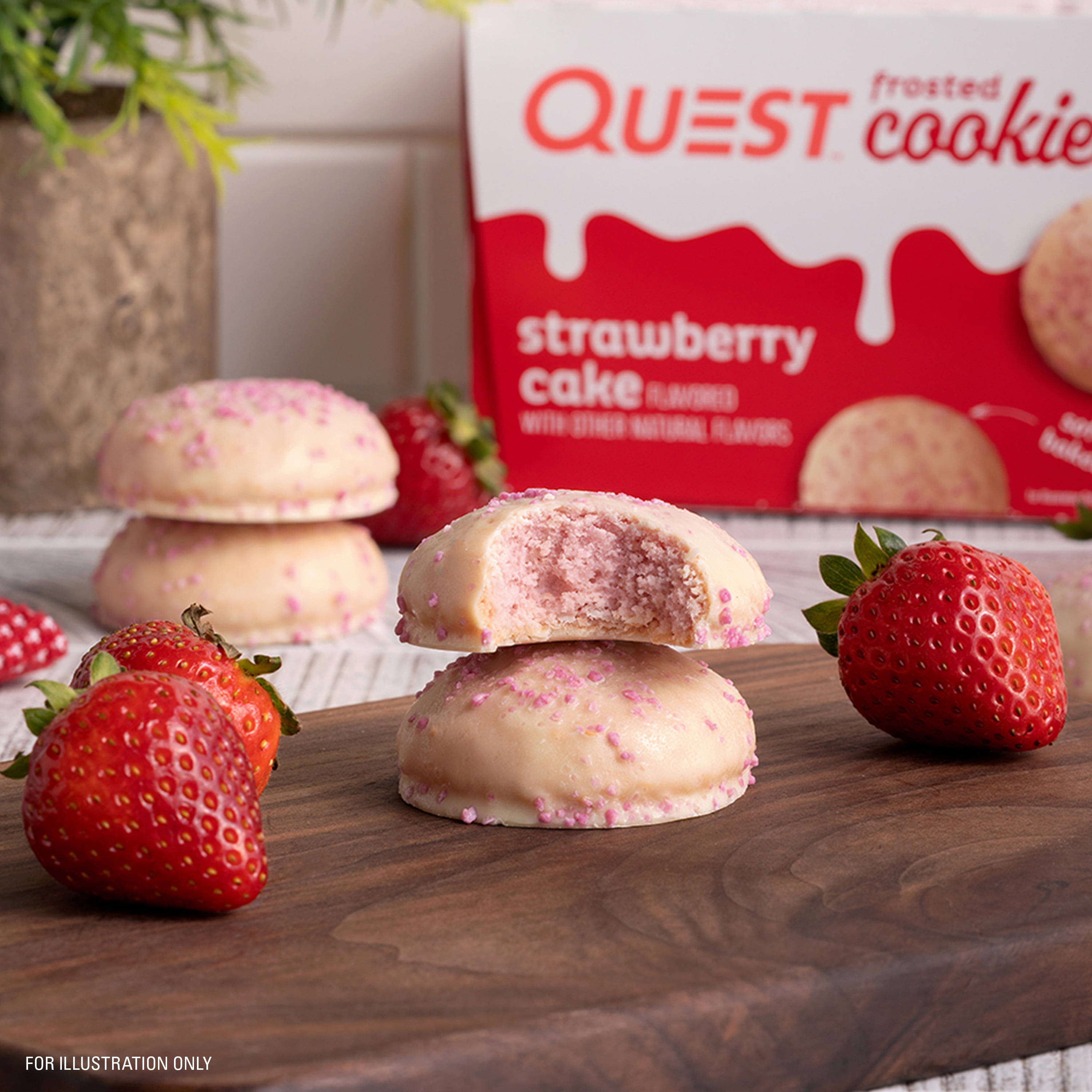 Quest Frosted Strawberry Protein Cookies Soft Baked 8 Count