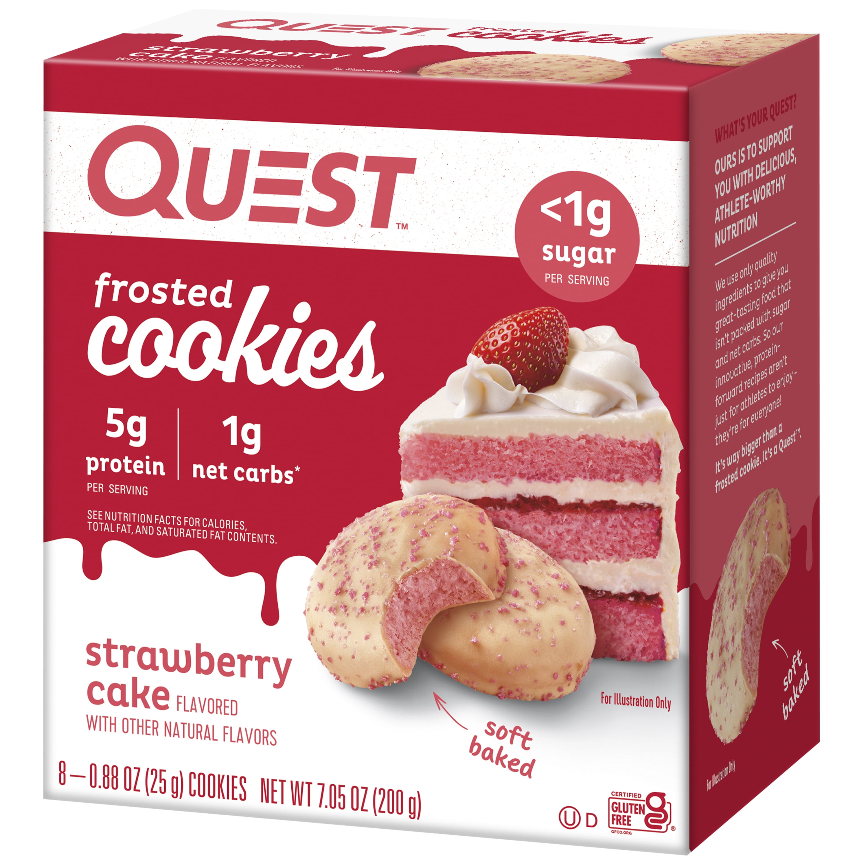 Quest Frosted Strawberry Protein Cookies Soft Baked 8 Count