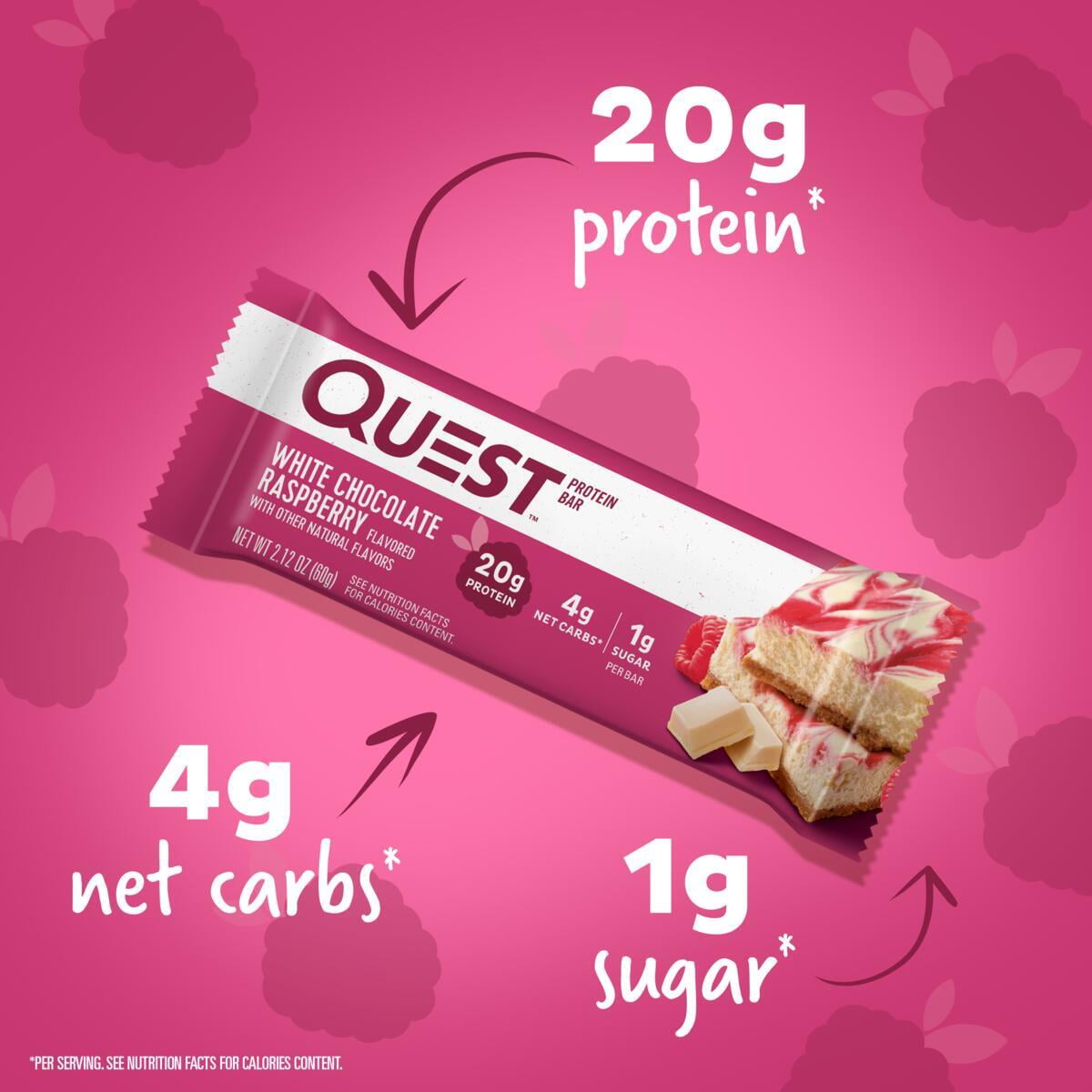 Quest White Chocolate Raspberry Protein Bar 20g Protein Gluten Free 4 Ct