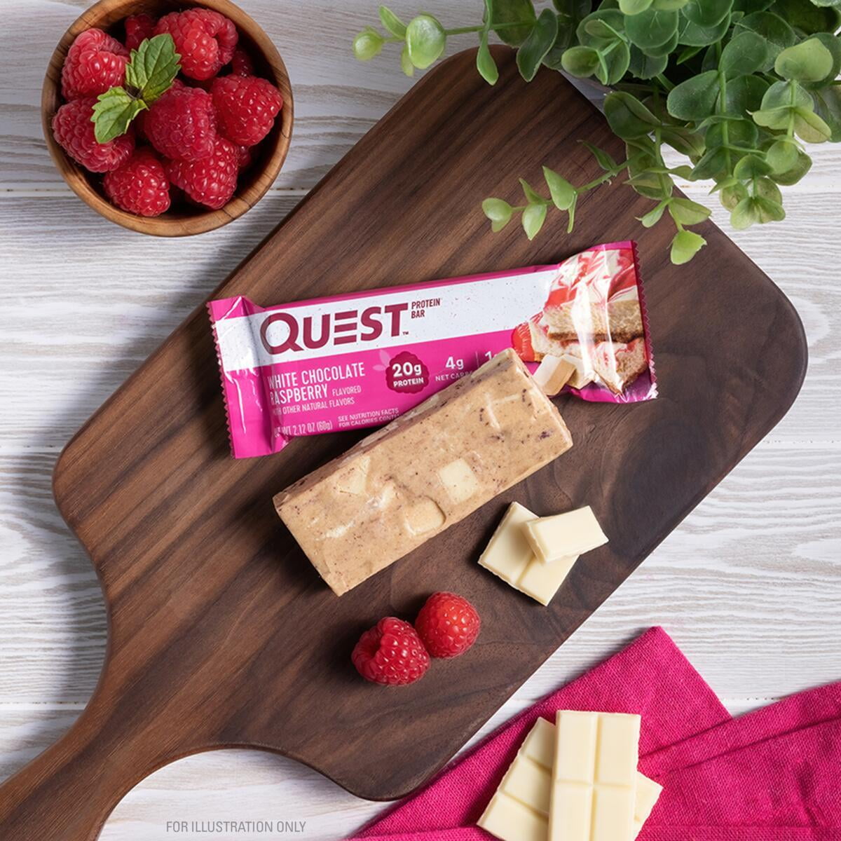 Quest White Chocolate Raspberry Protein Bar 20g Protein Gluten Free 4 Ct