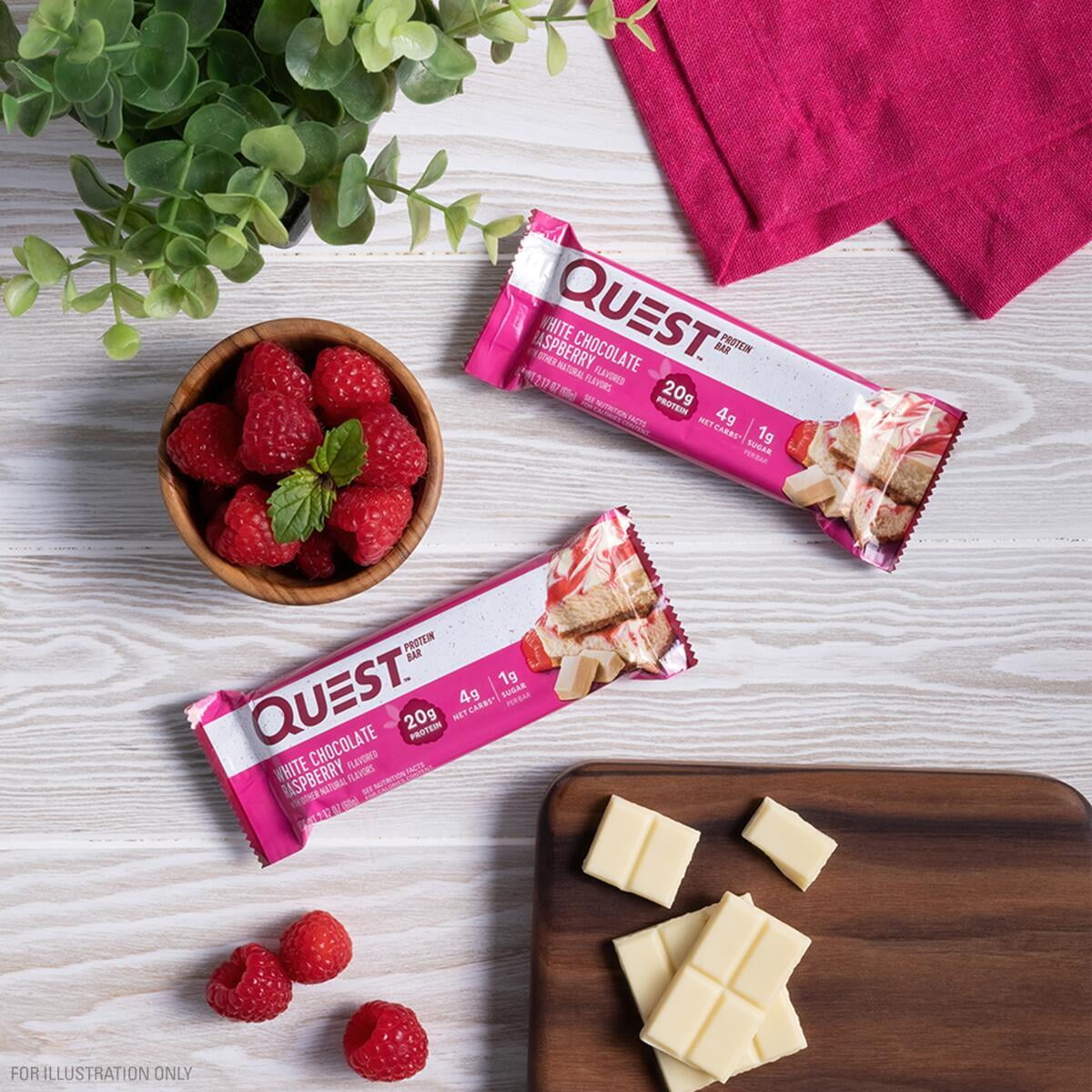 Quest White Chocolate Raspberry Protein Bar 20g Protein Gluten Free 4 Ct