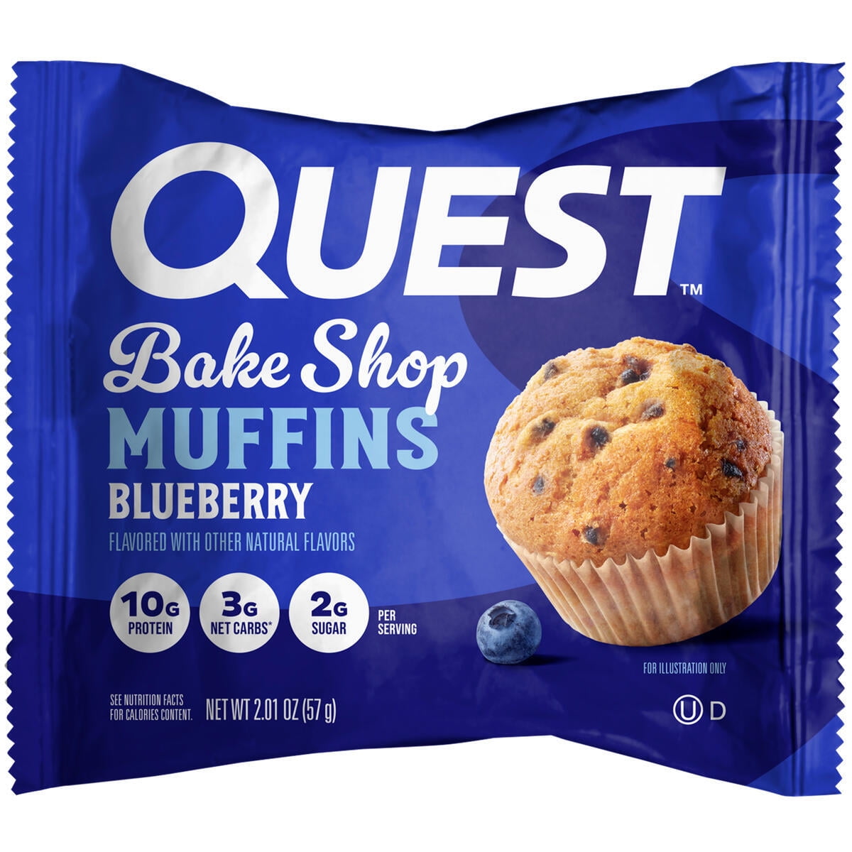 Quest Bake Shop Protein Muffins Blueberry Flavor 10g Protein 3g of Sugar 4 Count