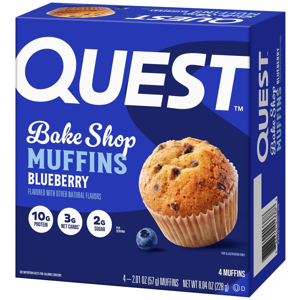 Quest Bake Shop Protein Muffins Blueberry Flavor 10g Protein 3g of Sugar 4 Count