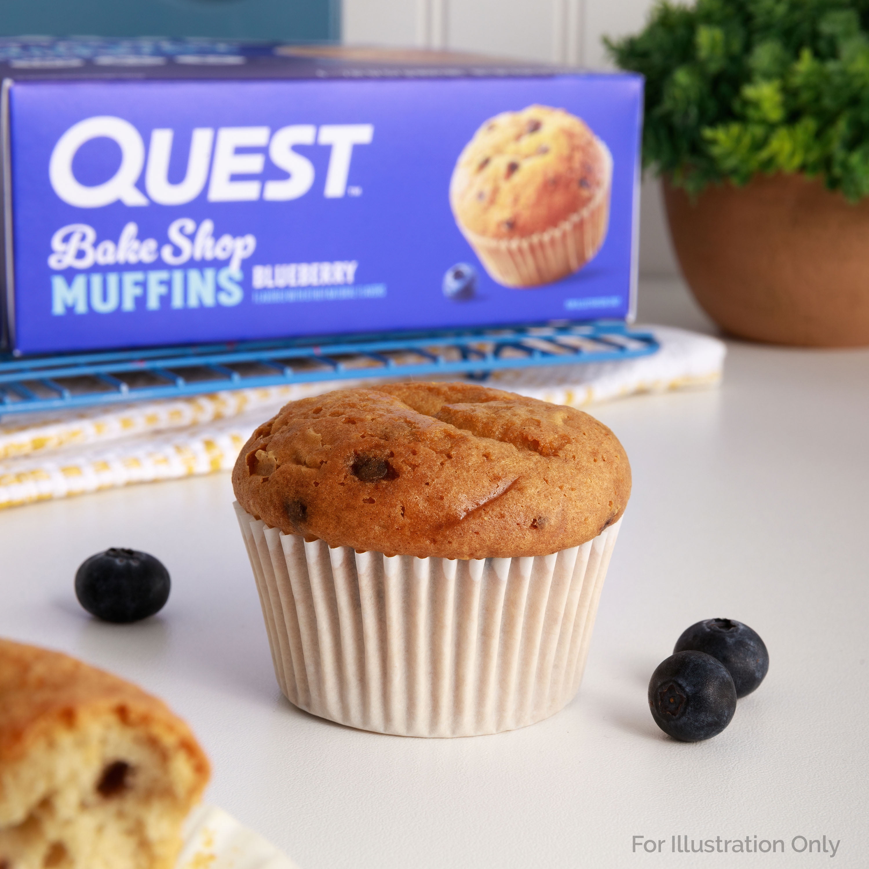 Quest Bake Shop Protein Muffins Blueberry Flavor 10g Protein 3g of Sugar 4 Count