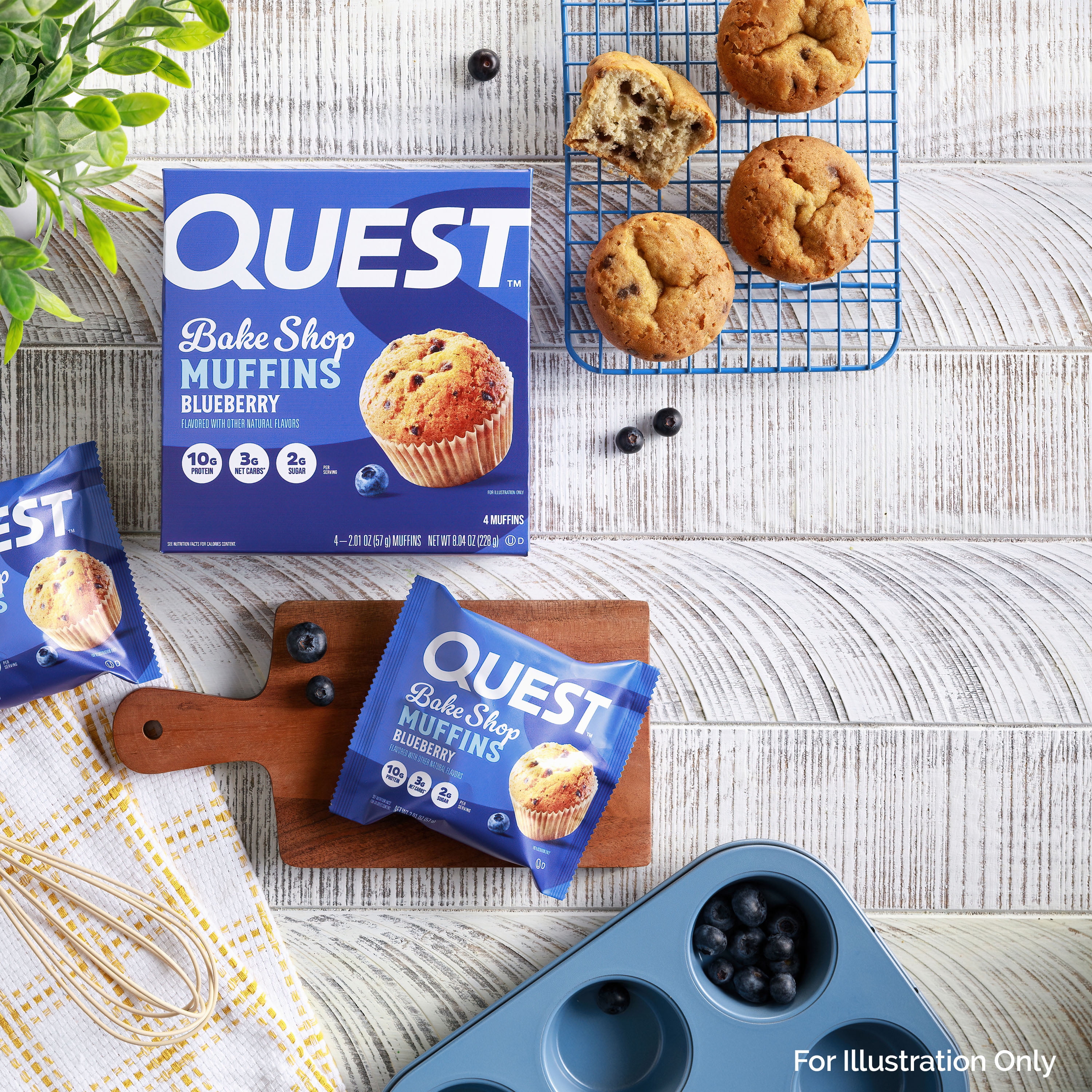 Quest Bake Shop Protein Muffins Blueberry Flavor 10g Protein 3g of Sugar 4 Count