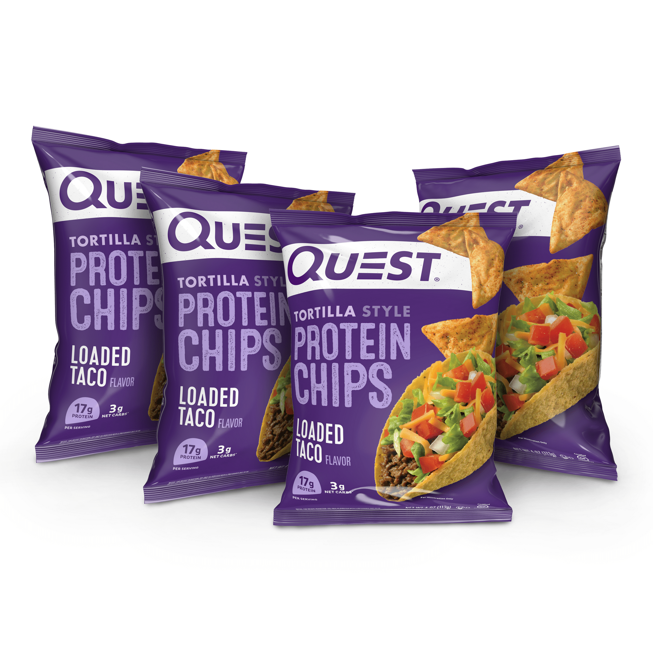 Quest Nutrition Tortilla Style Protein Chips Low Carb High Protein Loaded Taco 4.5 oz 4 Ct