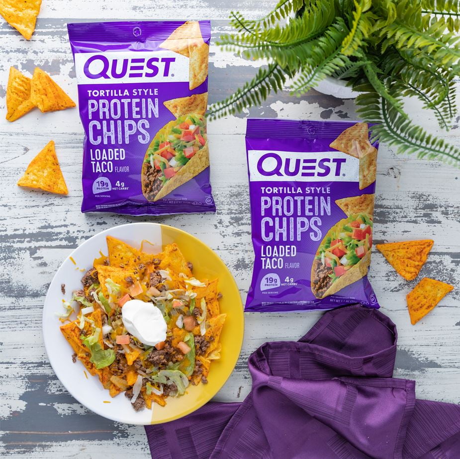 Quest Nutrition Tortilla Style Protein Chips Low Carb High Protein Loaded Taco 4.5 oz 4 Ct