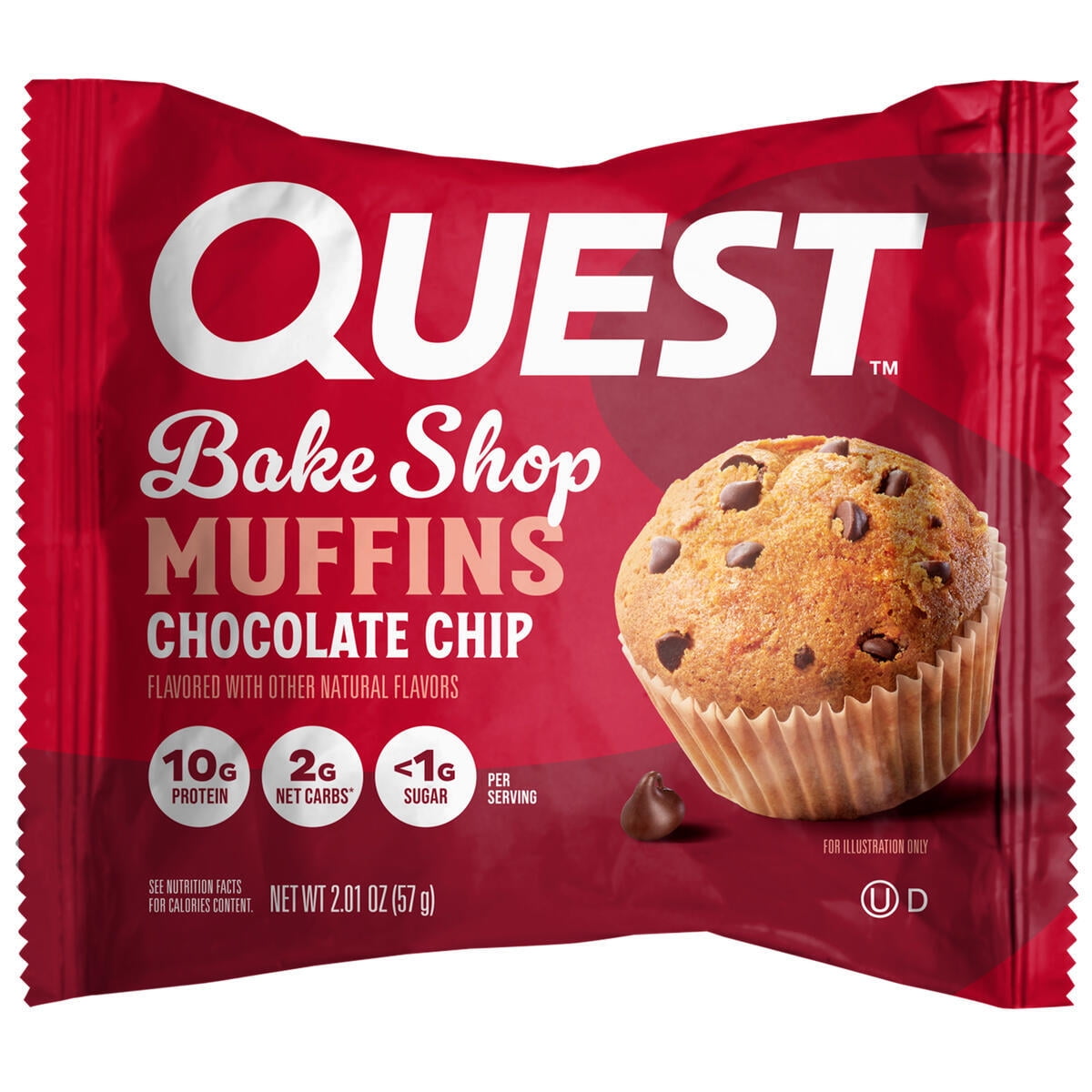 Quest Bake Shop Chocolate Chip Protein Muffins 10g Protein 4 Count