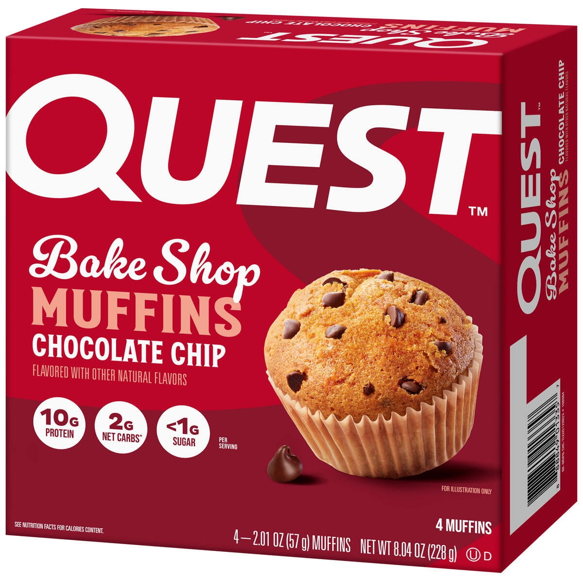 Quest Bake Shop Chocolate Chip Protein Muffins 10g Protein 4 Count