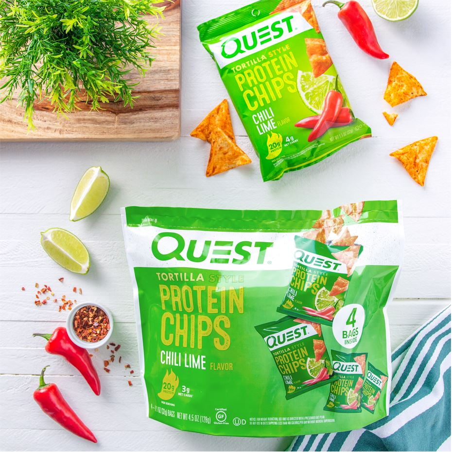 Quest Tortilla Style Protein Chips Chili Lime 1.1oz 4 Count Bags Amerikasepetim