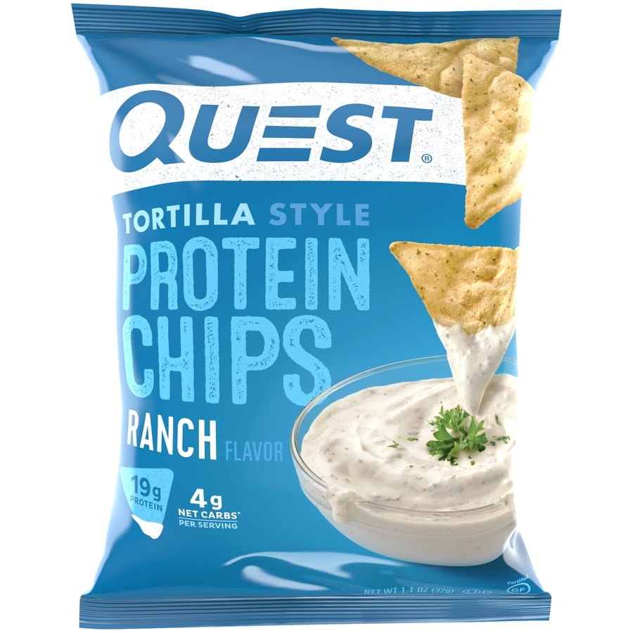 Quest Tortilla Style Protein Chips 19g Protein Ranch Flavor 1.1 Oz Single Pack