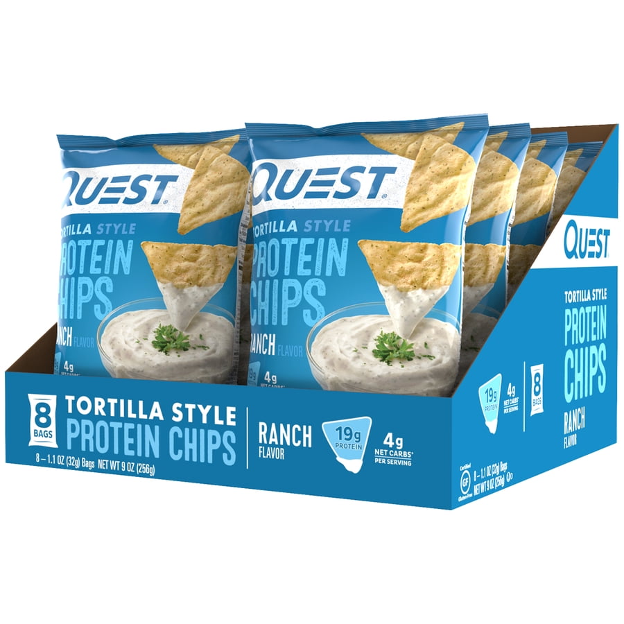 Quest Tortilla Style Protein Chips 19g Protein Ranch Flavor 1.1 Oz Single Pack