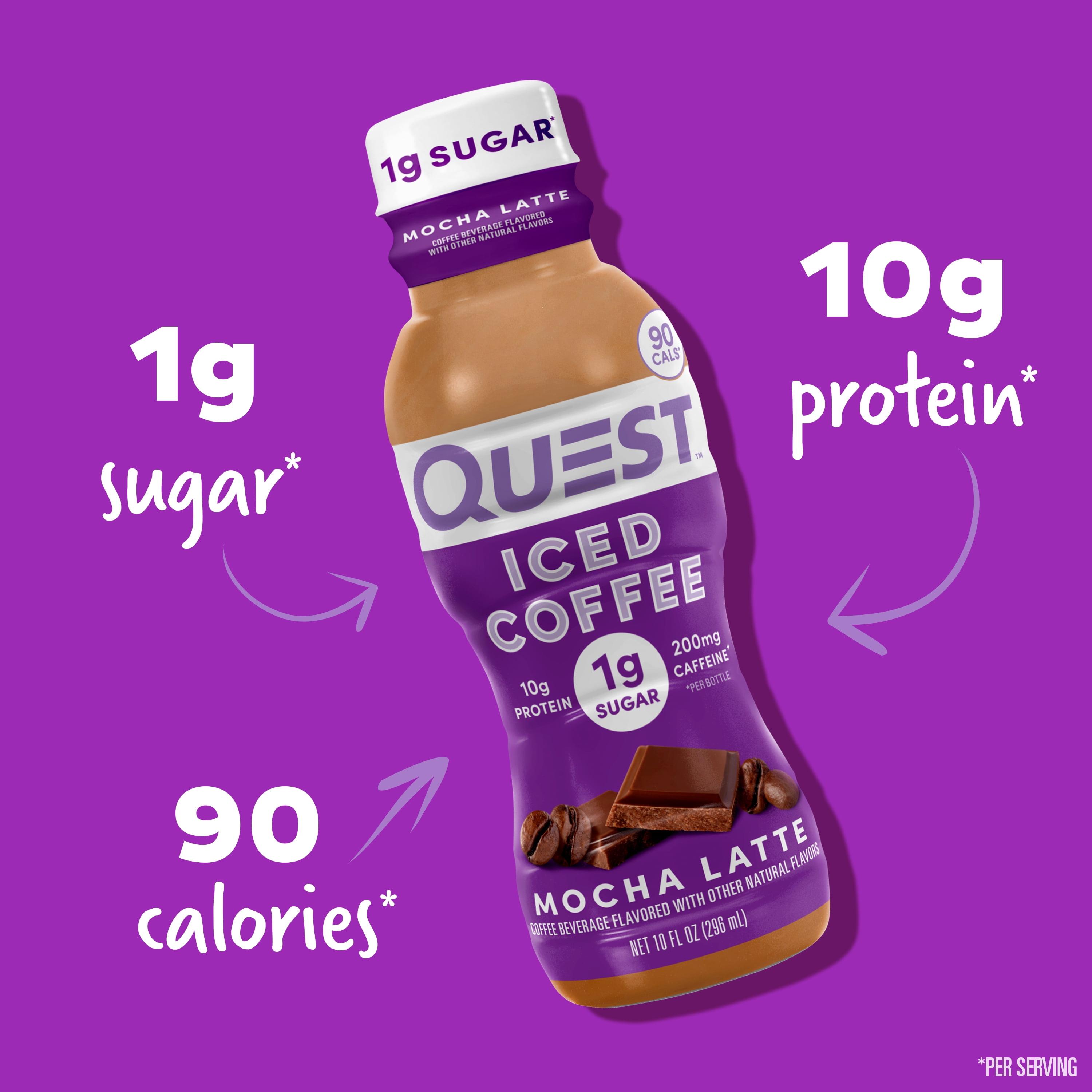 Quest Iced Coffee Mocha Latte 90 Calories 200mg Caffeine 4 Count