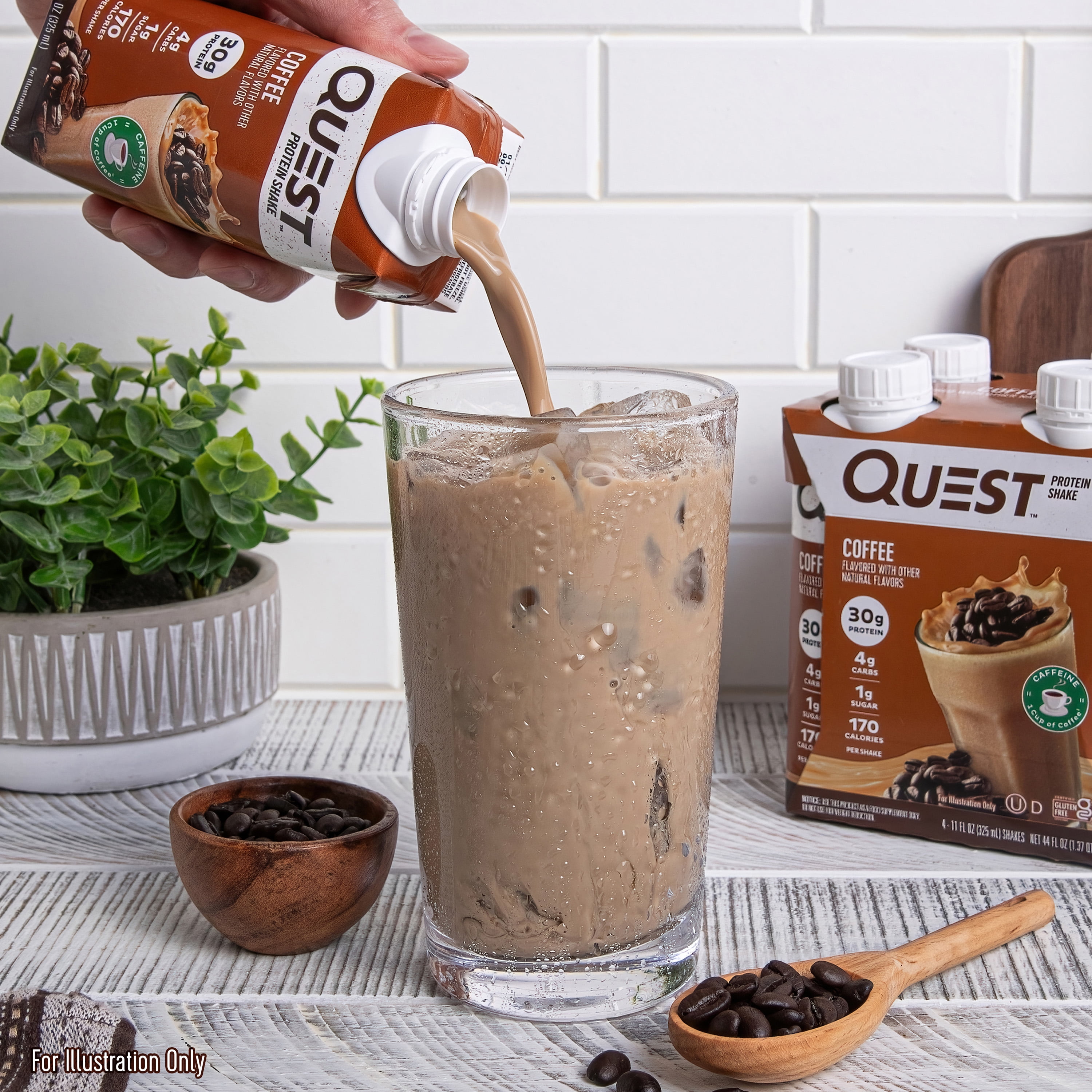 Quest Protein Shake Gluten Free 30g Protein Coffee Flavor 11fl oz 4 Count