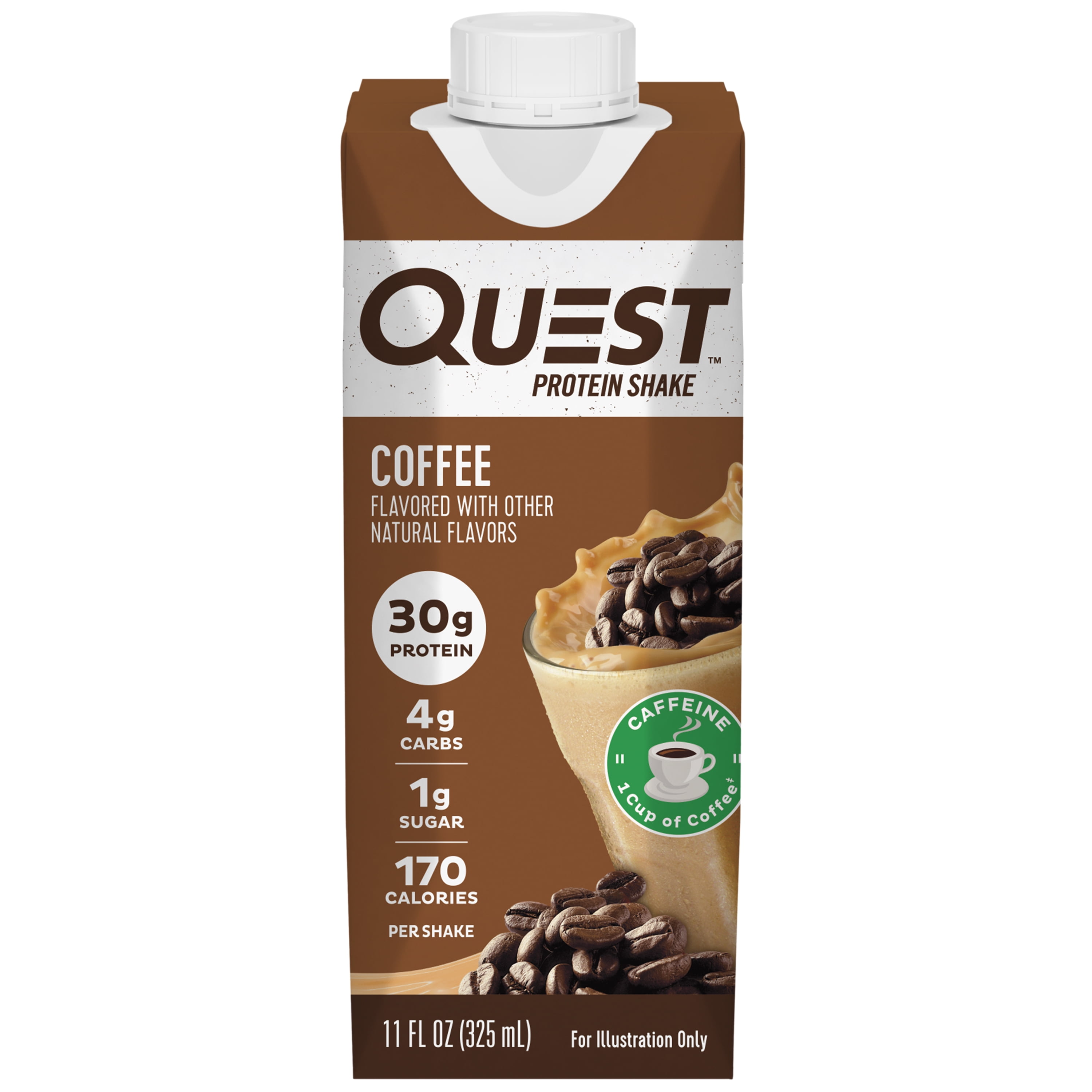 Quest Protein Shake Gluten Free 30g Protein Coffee Flavor 11fl oz 4 Count