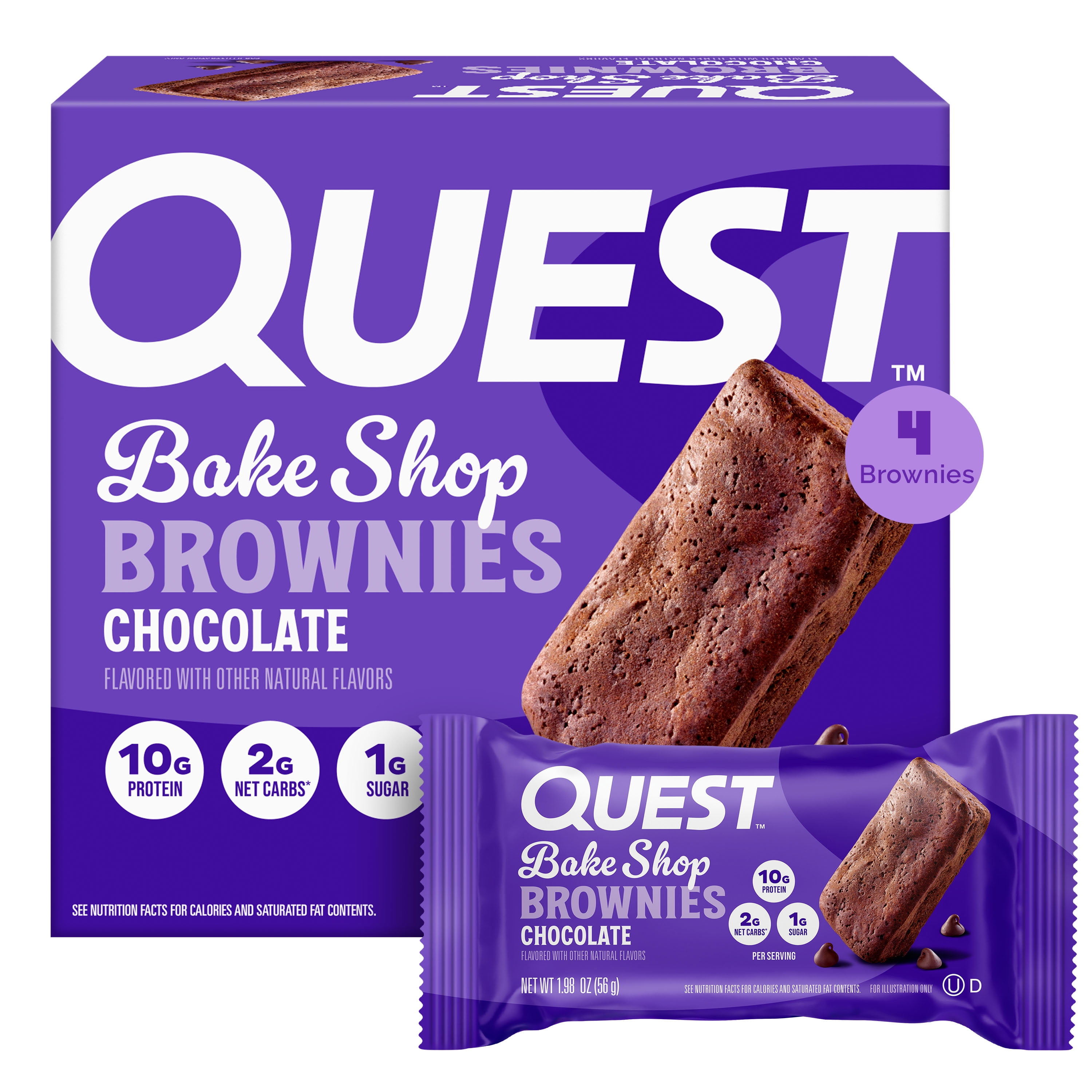 Quest Bake Shop Brownies Chocolate Flavor 10g Protein 4 Count