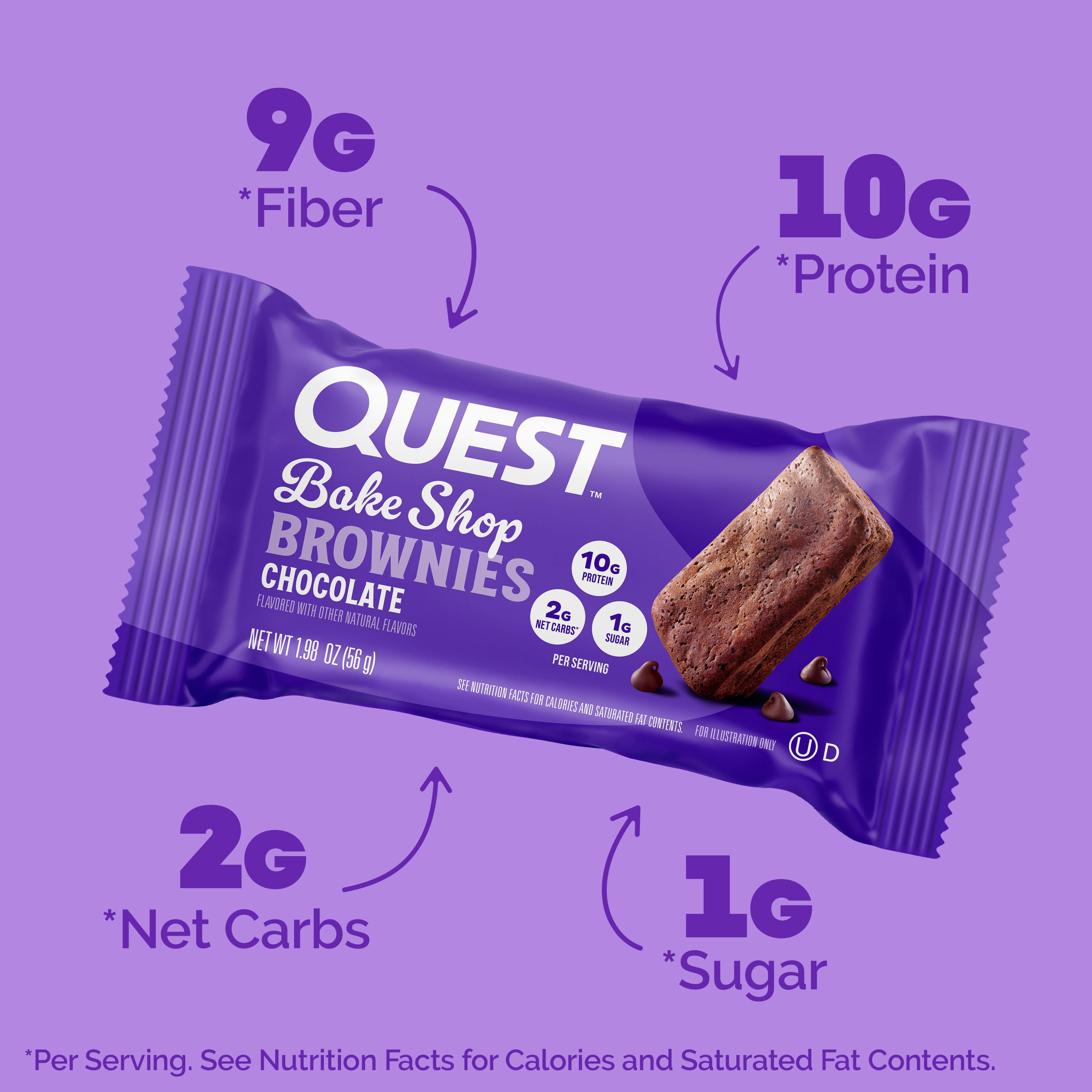 Quest Bake Shop Brownies Chocolate Flavor 10g Protein 4 Count