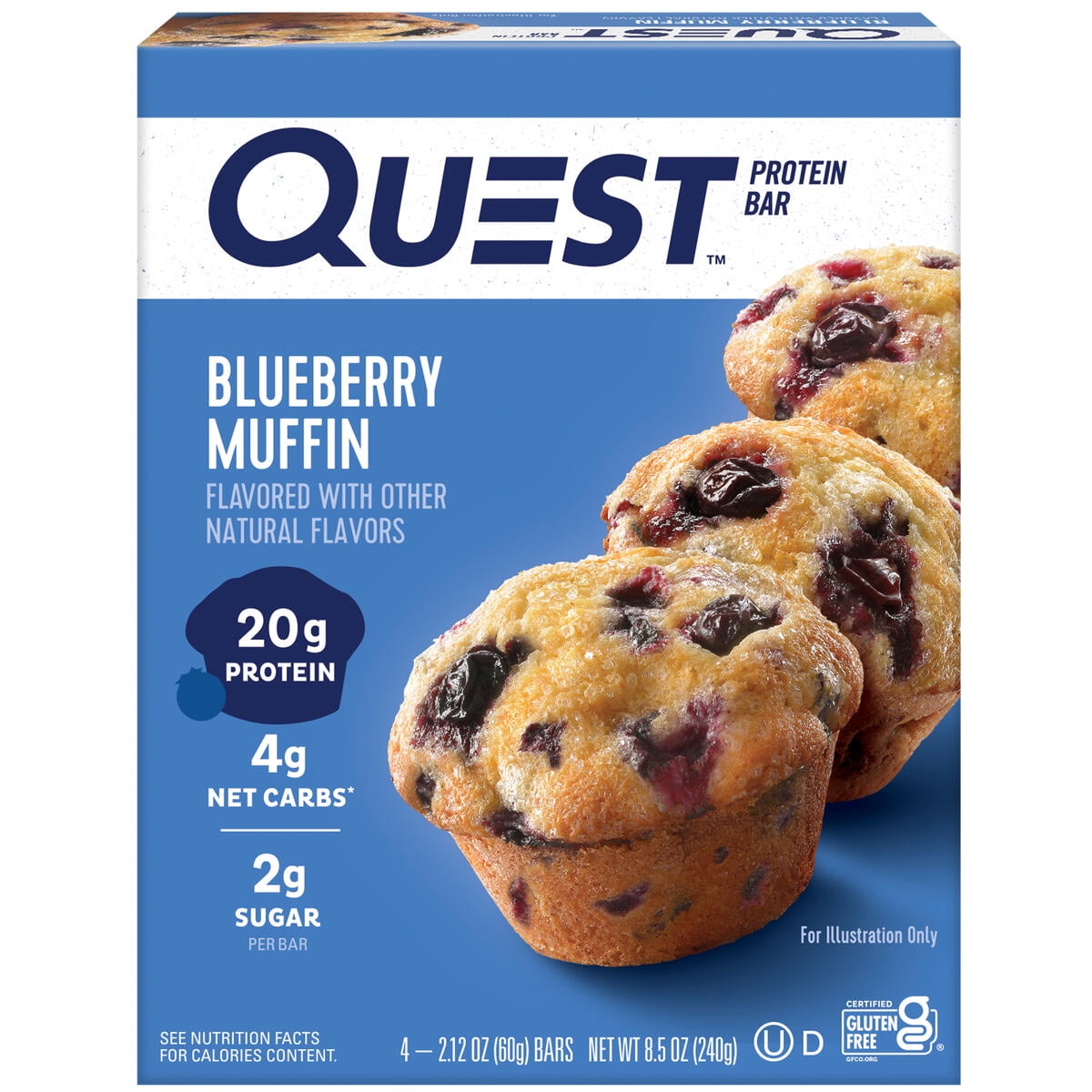 Quest Nutrition Blueberry Muffin Quest Protein Bar 20g Protein Gluten Free 4 Count