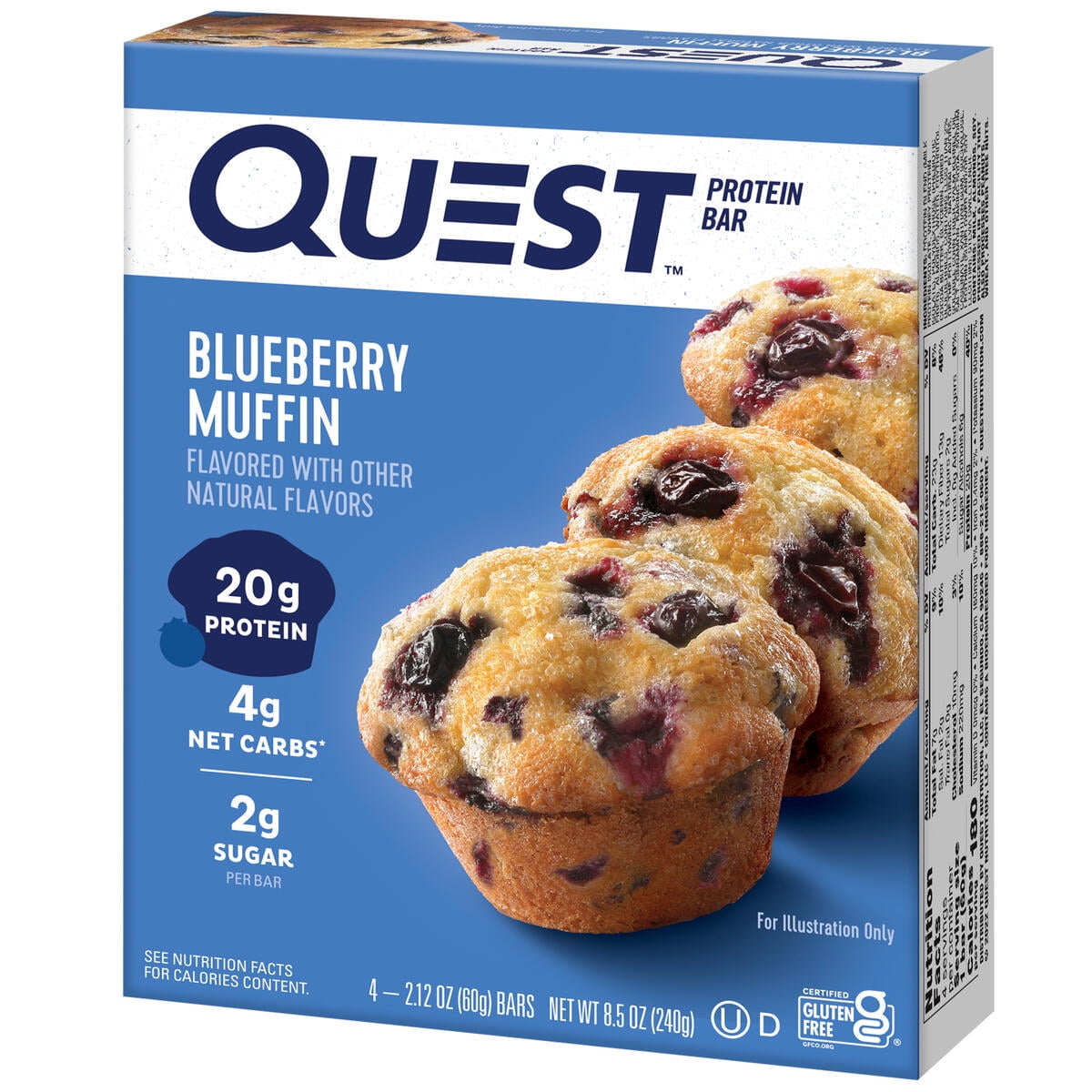 Quest Nutrition Blueberry Muffin Quest Protein Bar 20g Protein Gluten Free 4 Count