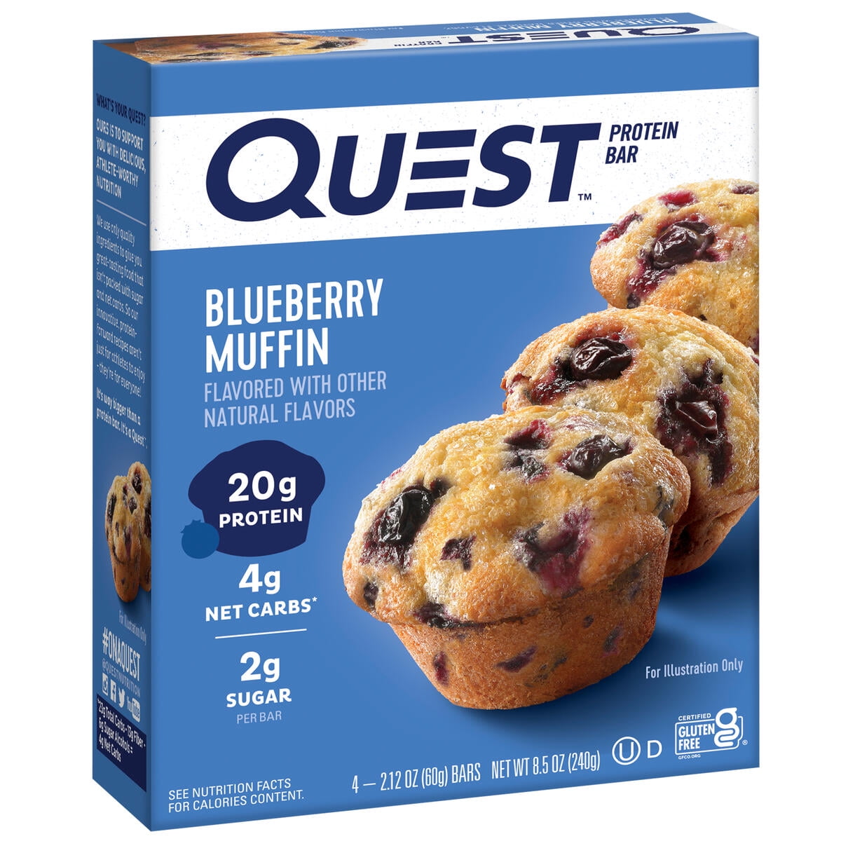 Quest Nutrition Blueberry Muffin Quest Protein Bar 20g Protein Gluten Free 4 Count