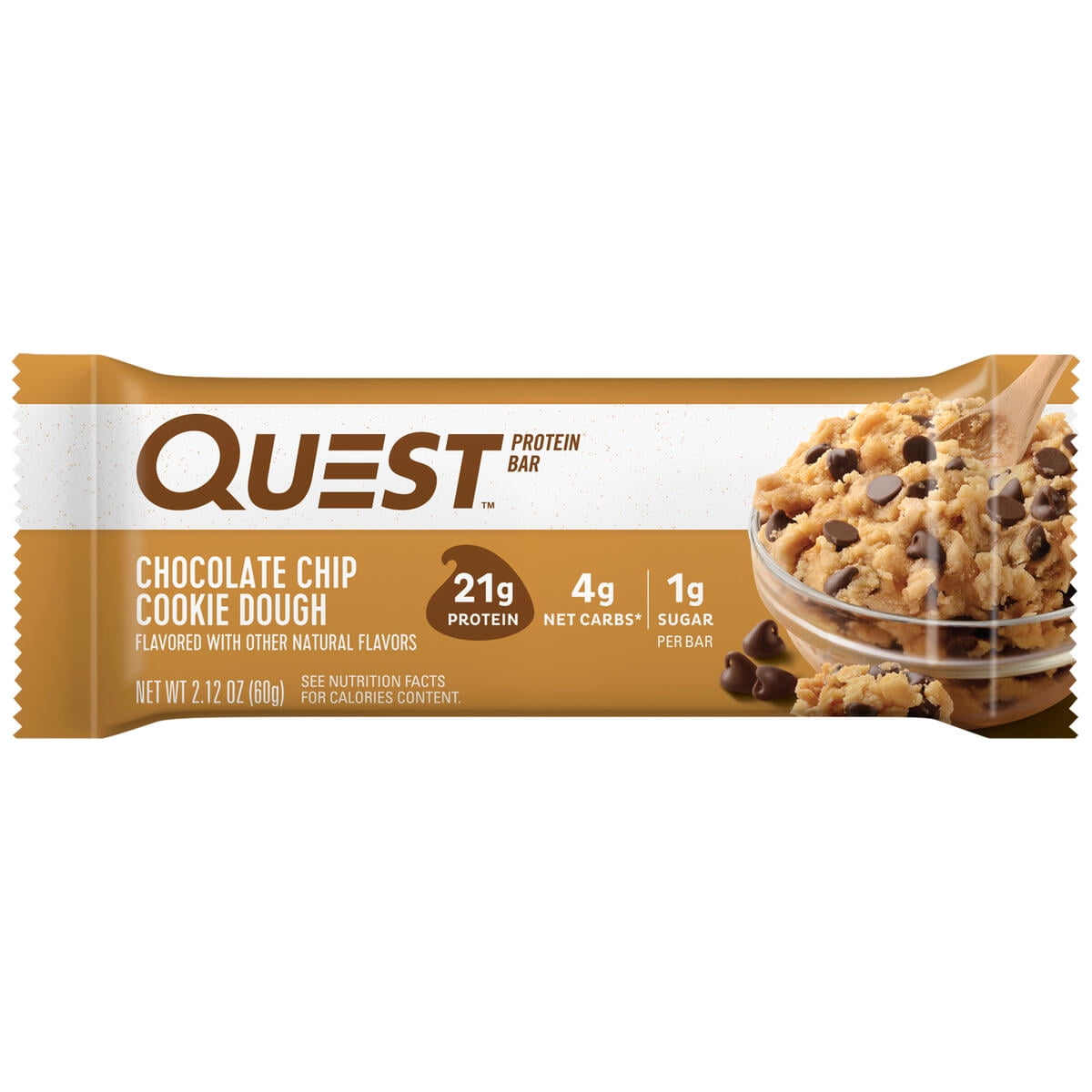 Quest Protein Bar Chocolate Chip Cookie Dough 21g Protein Gluten Free 4 Pack