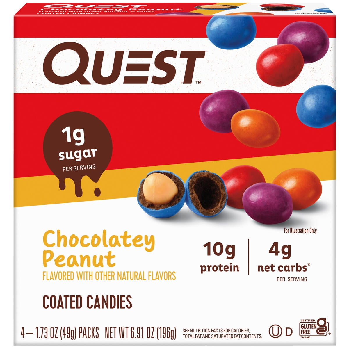 Quest Coated Candy Pieces Chocolatey Peanut High Protein Gluten Free 4 Ct