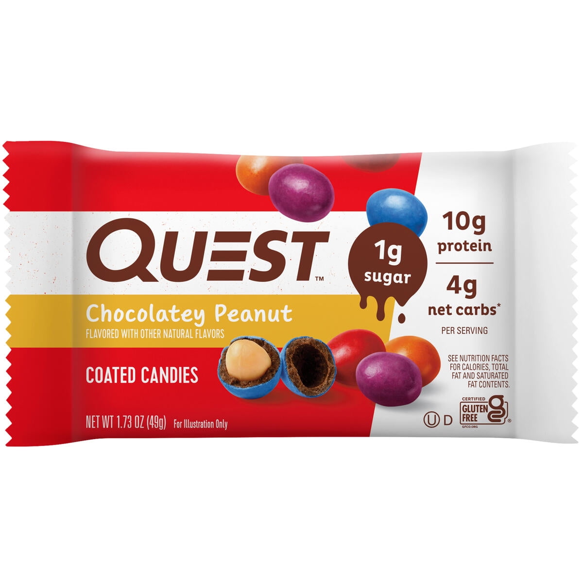 Quest Coated Candy Pieces Chocolatey Peanut High Protein Gluten Free 4 Ct